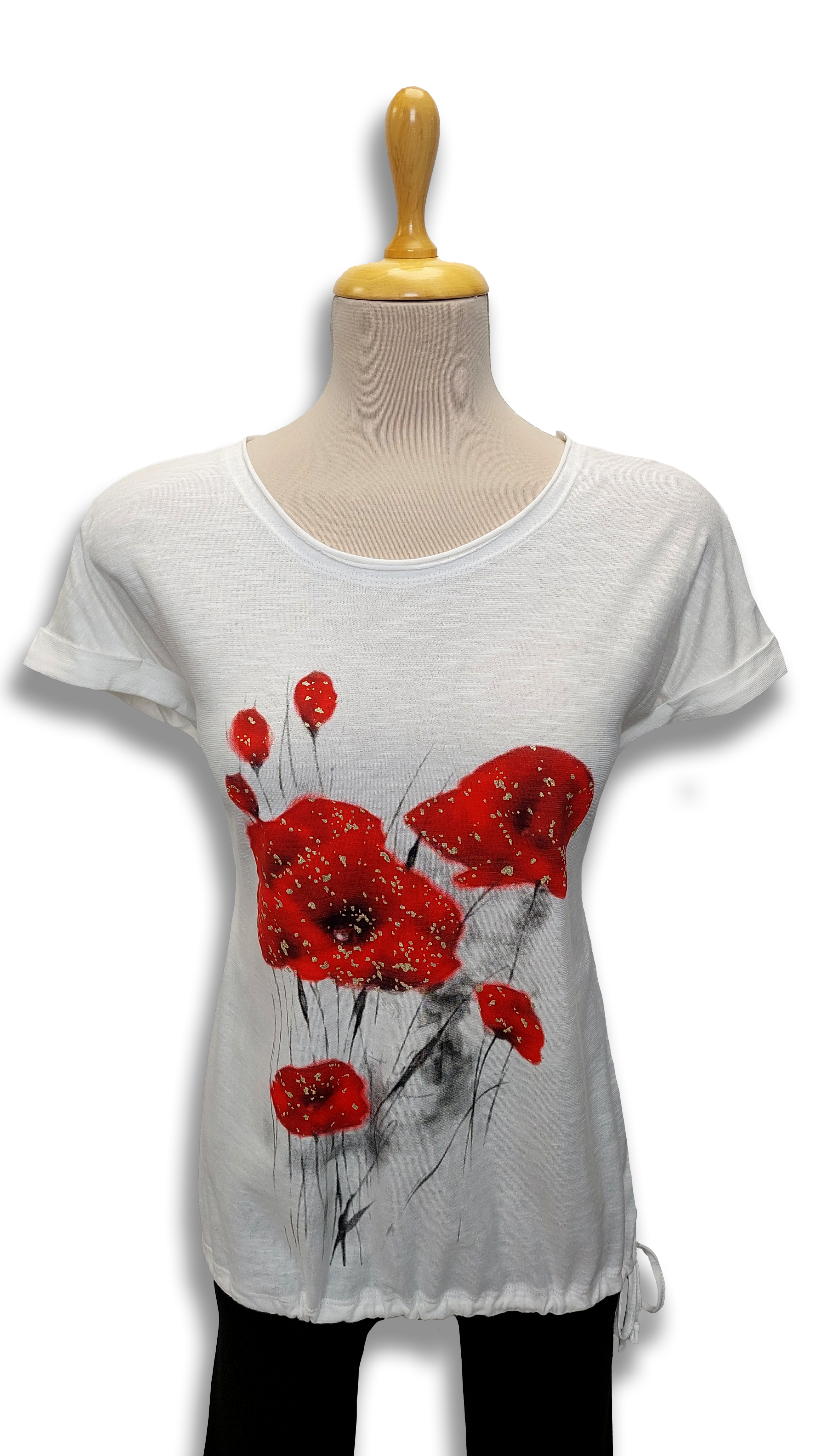 Emma is wearing a white poppy polo product image