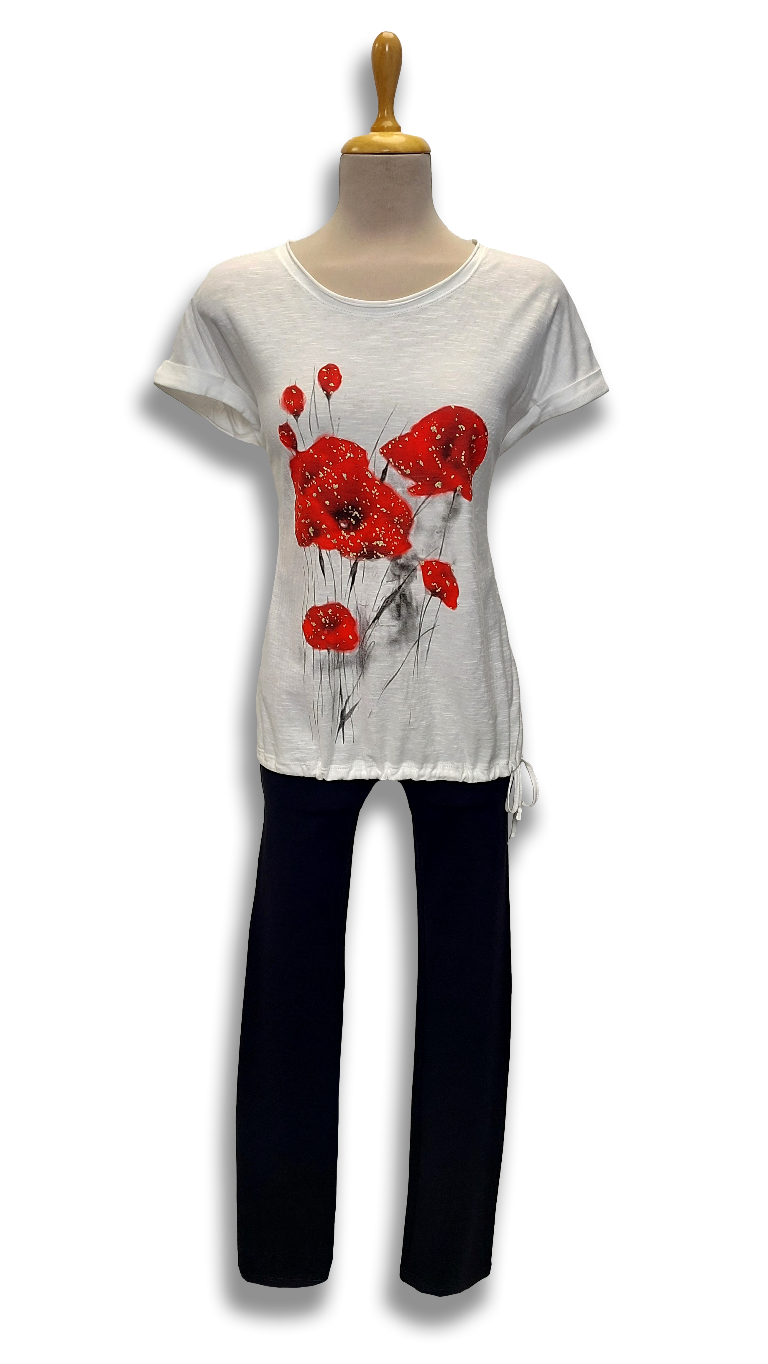 Emma is wearing a white poppy polo product image