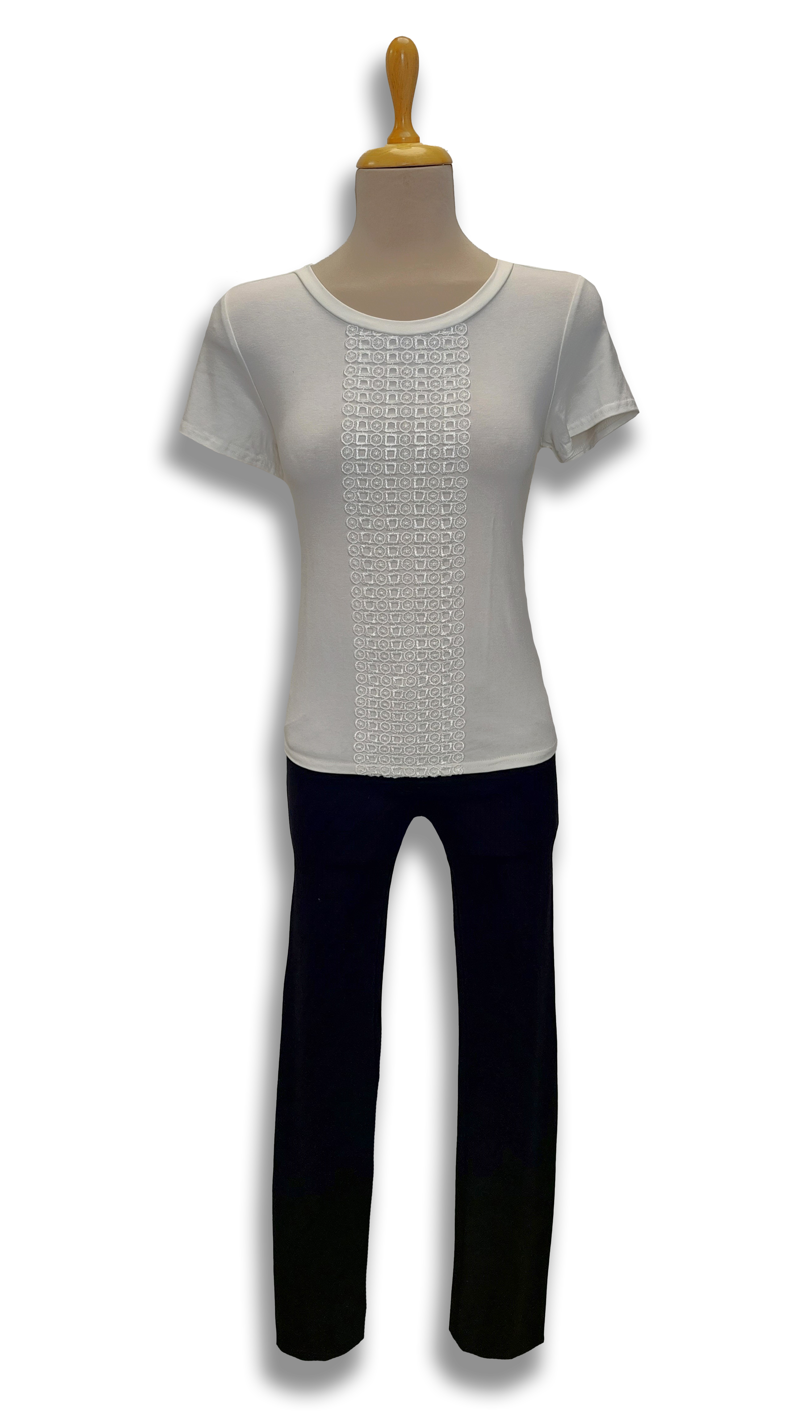 Carla lace front short sleeve ecru plaid polo product image