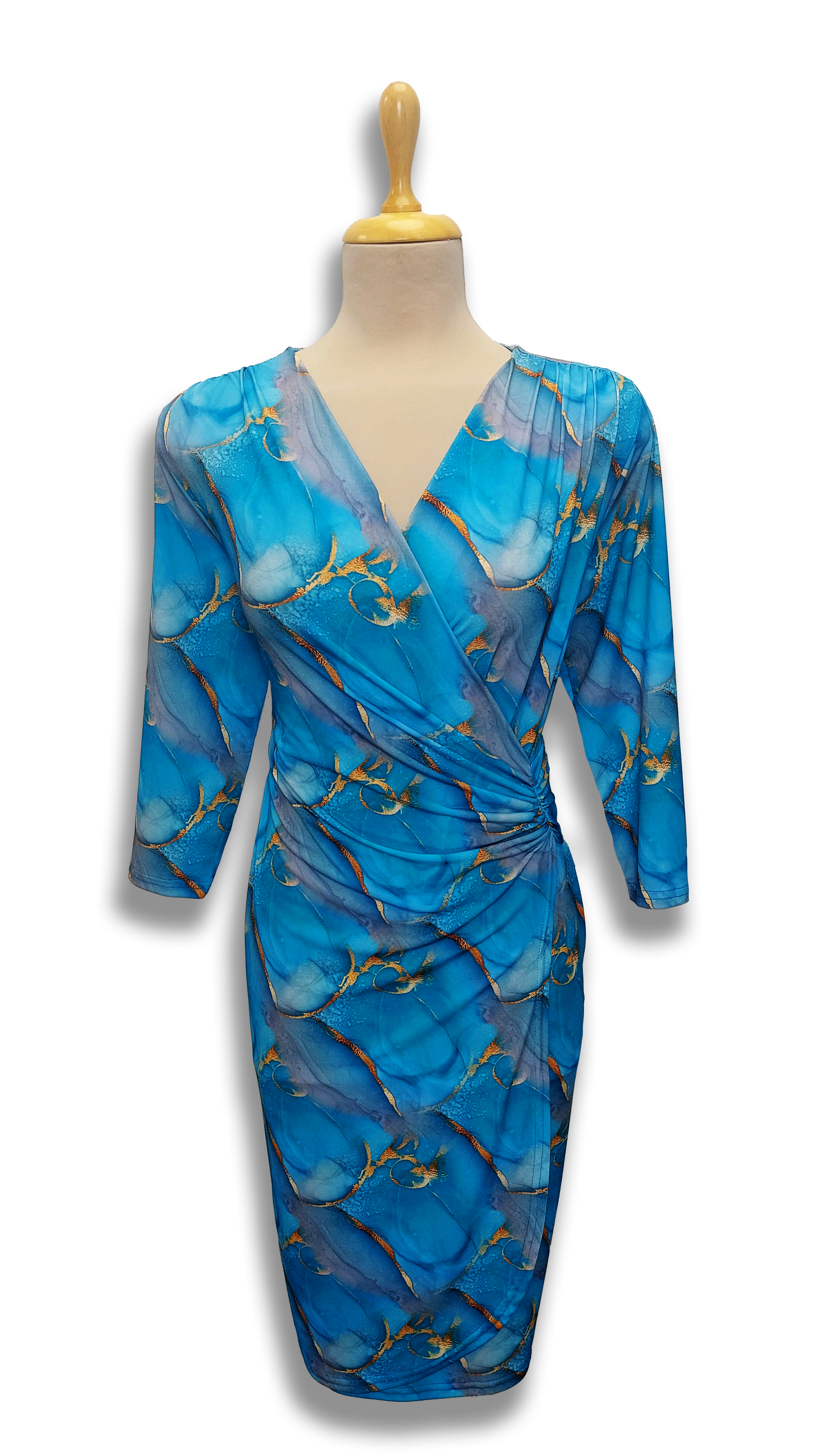 A bright blue pattern drawn by Réka dress product image
