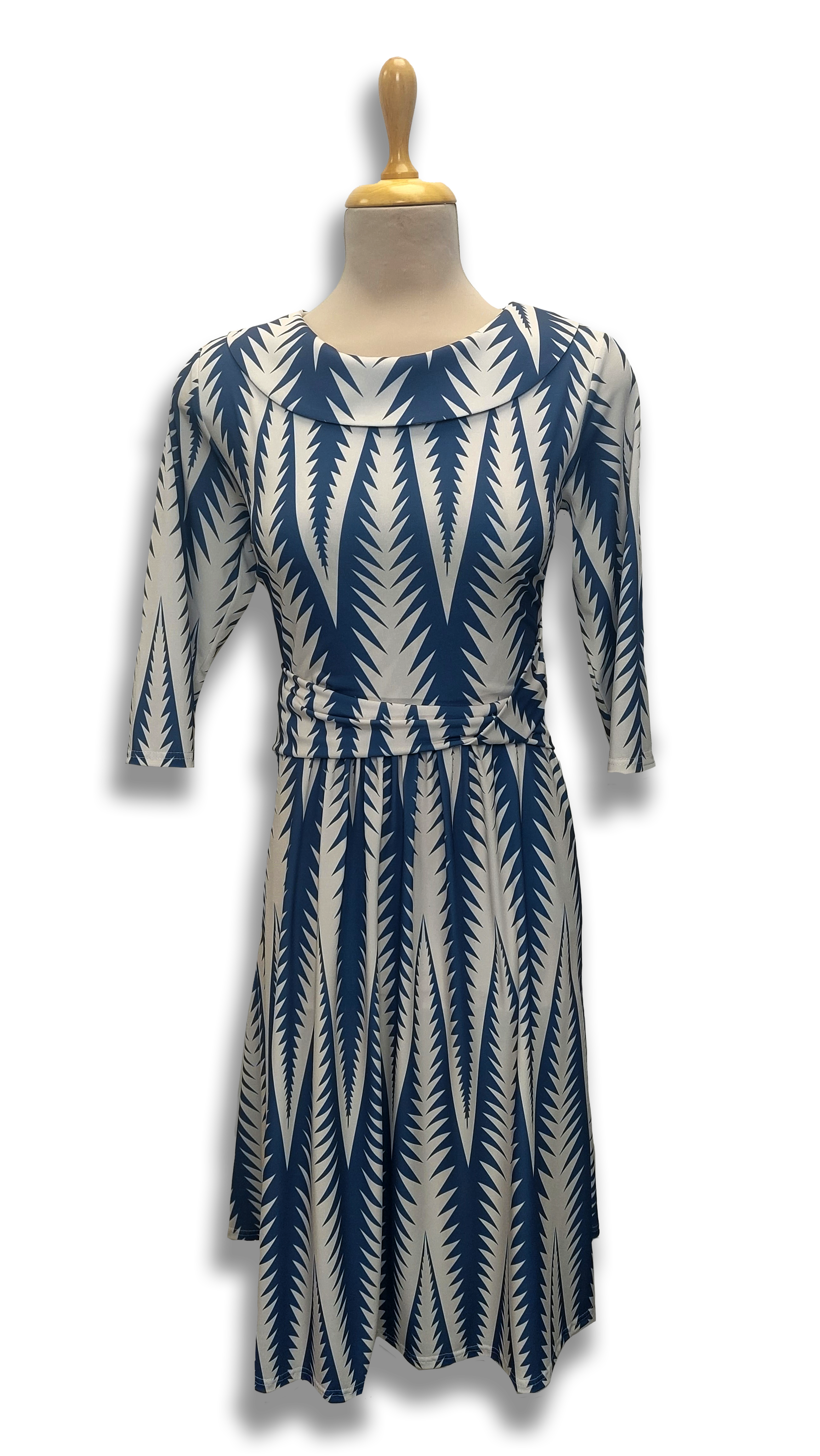 Réka camo with a denim blue collar dress product image