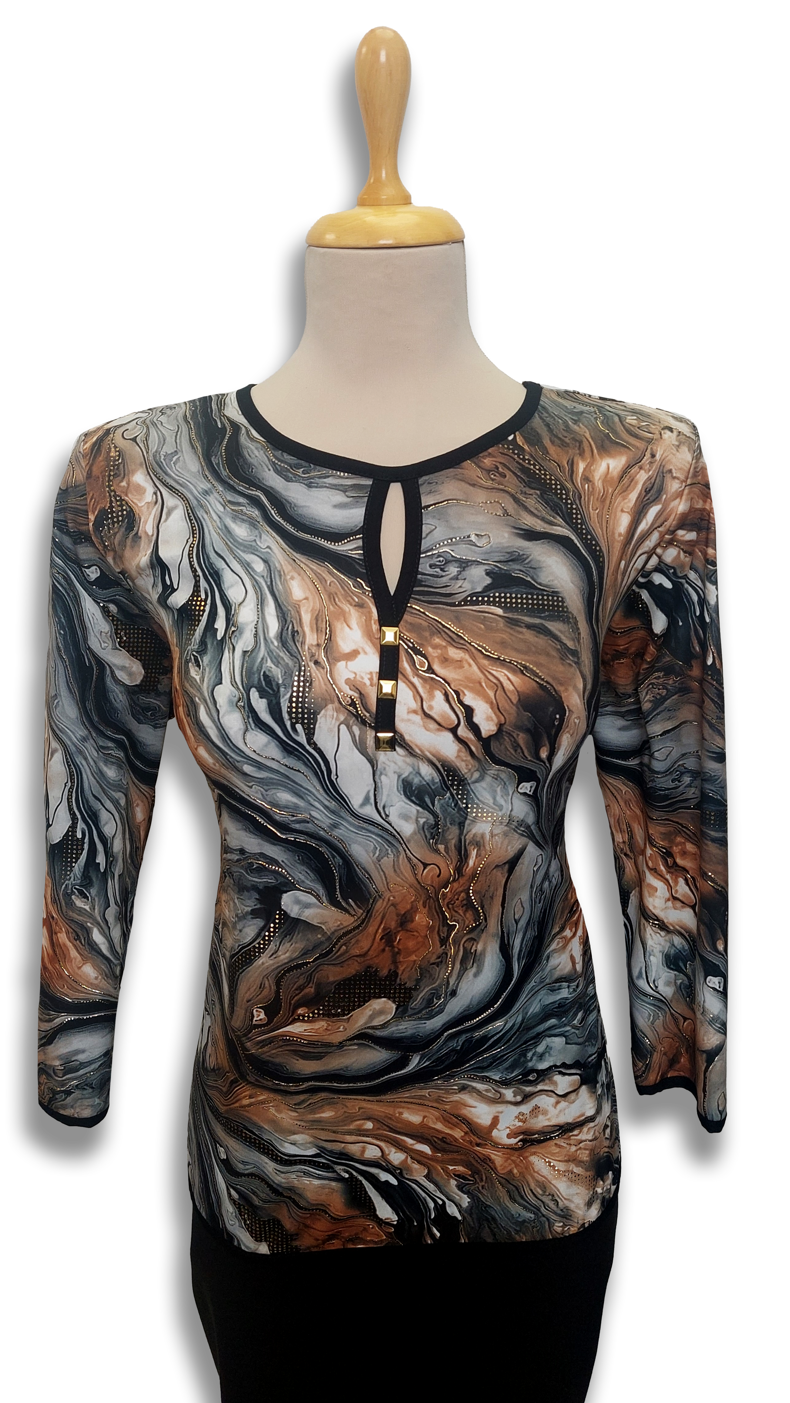 Amina brown-gold pattern polo product image