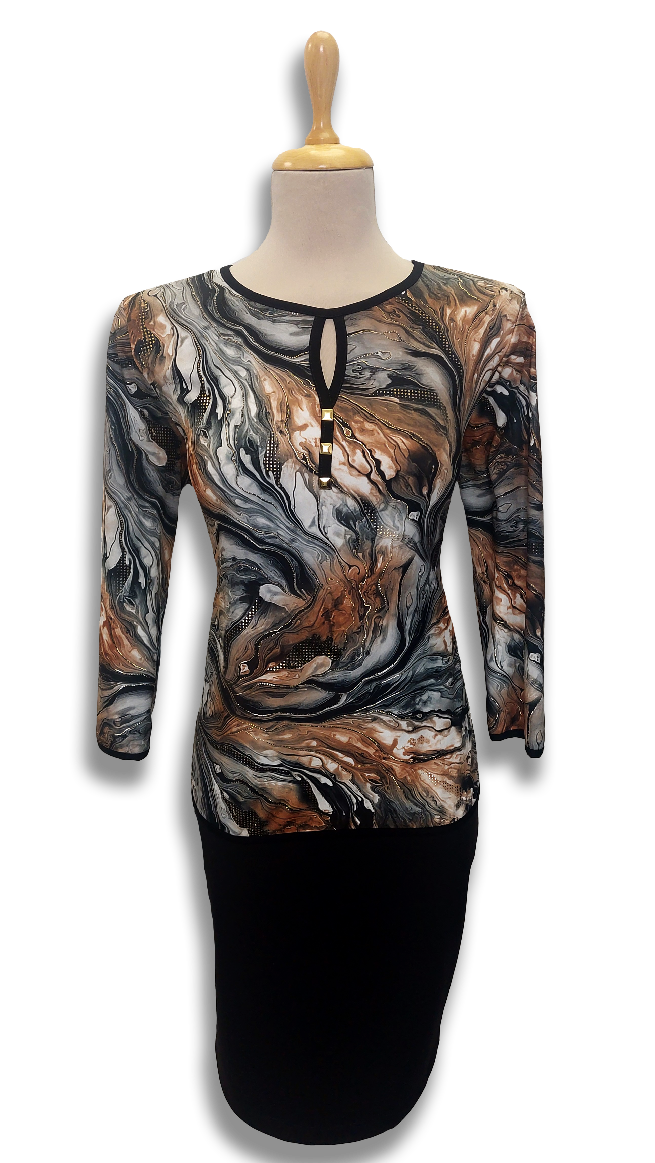 Amina brown-gold pattern polo product image