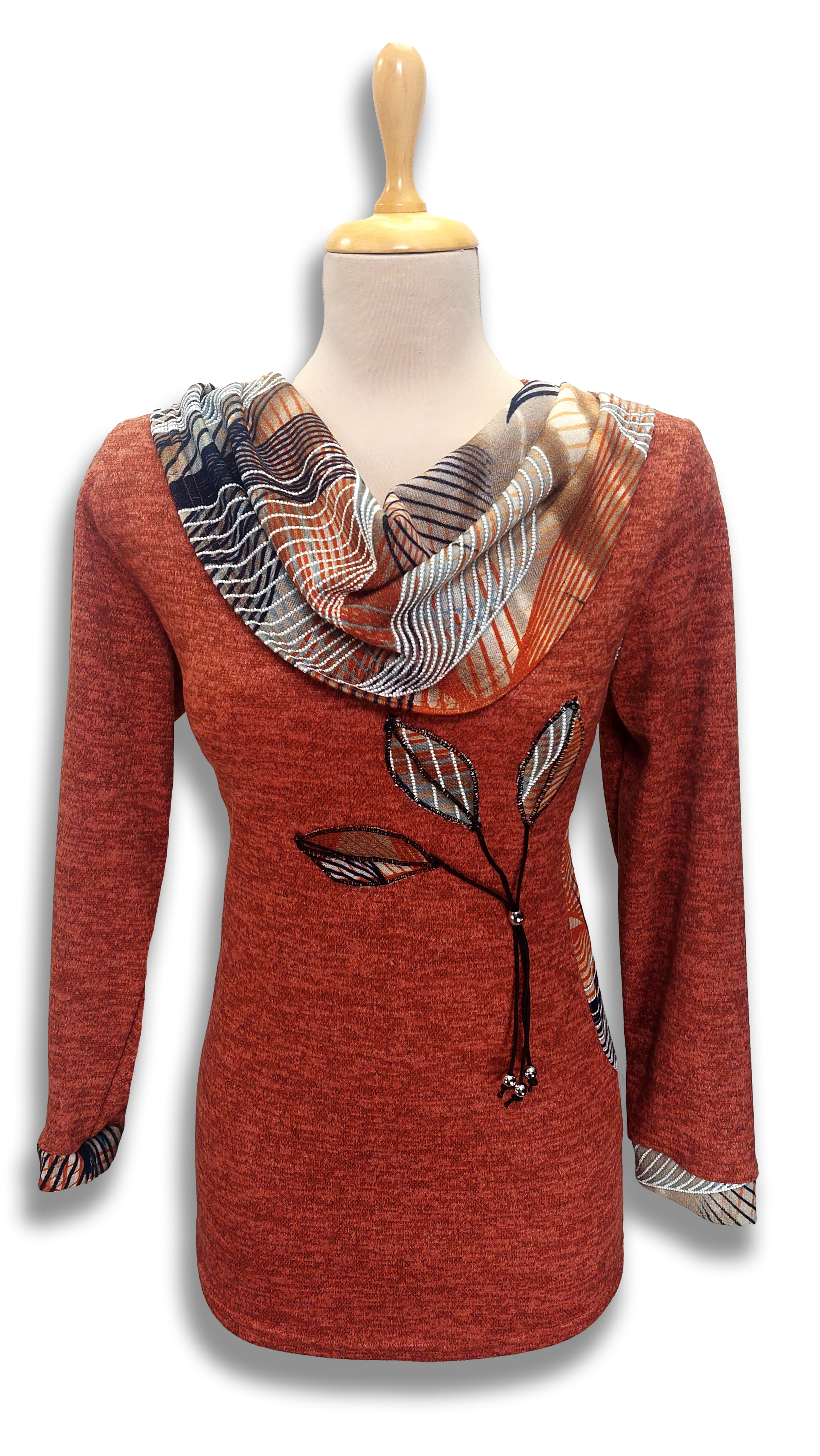 Magda terracotta sewn on flower jumper product image