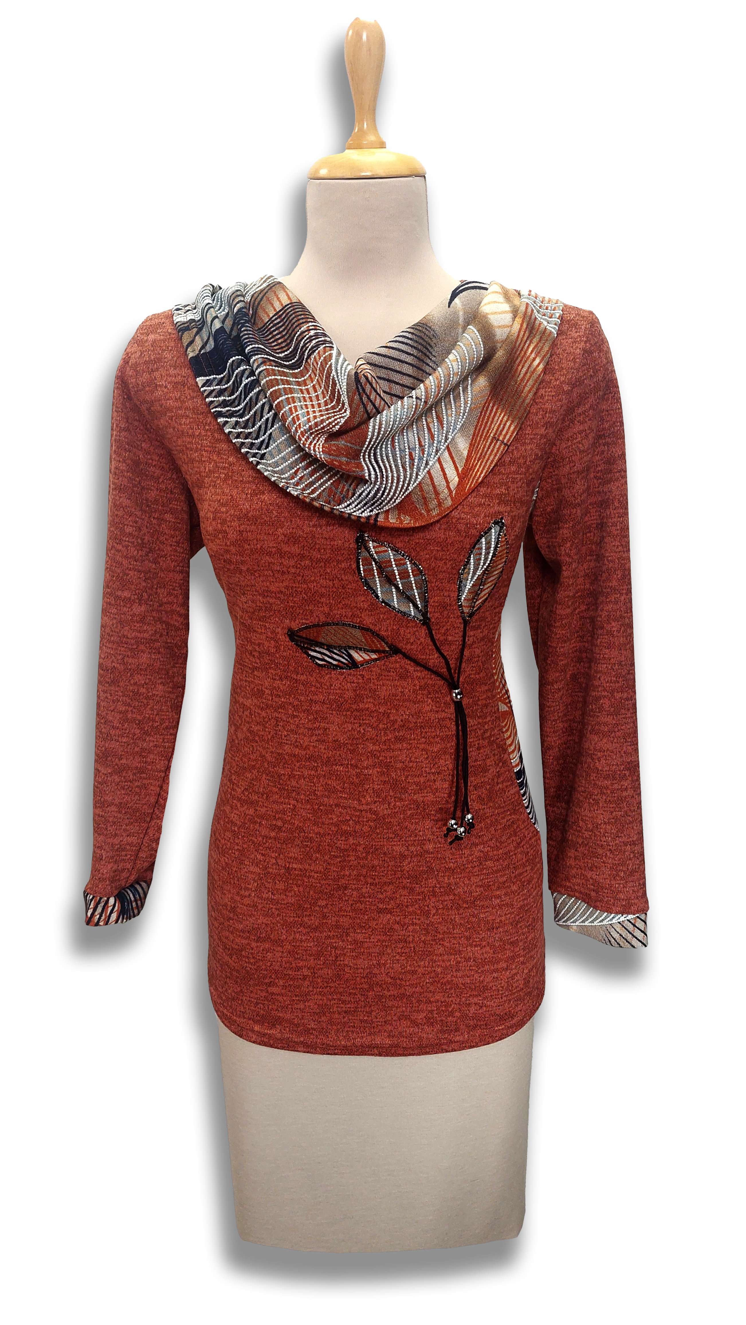 Magda terracotta sewn on flower jumper product image