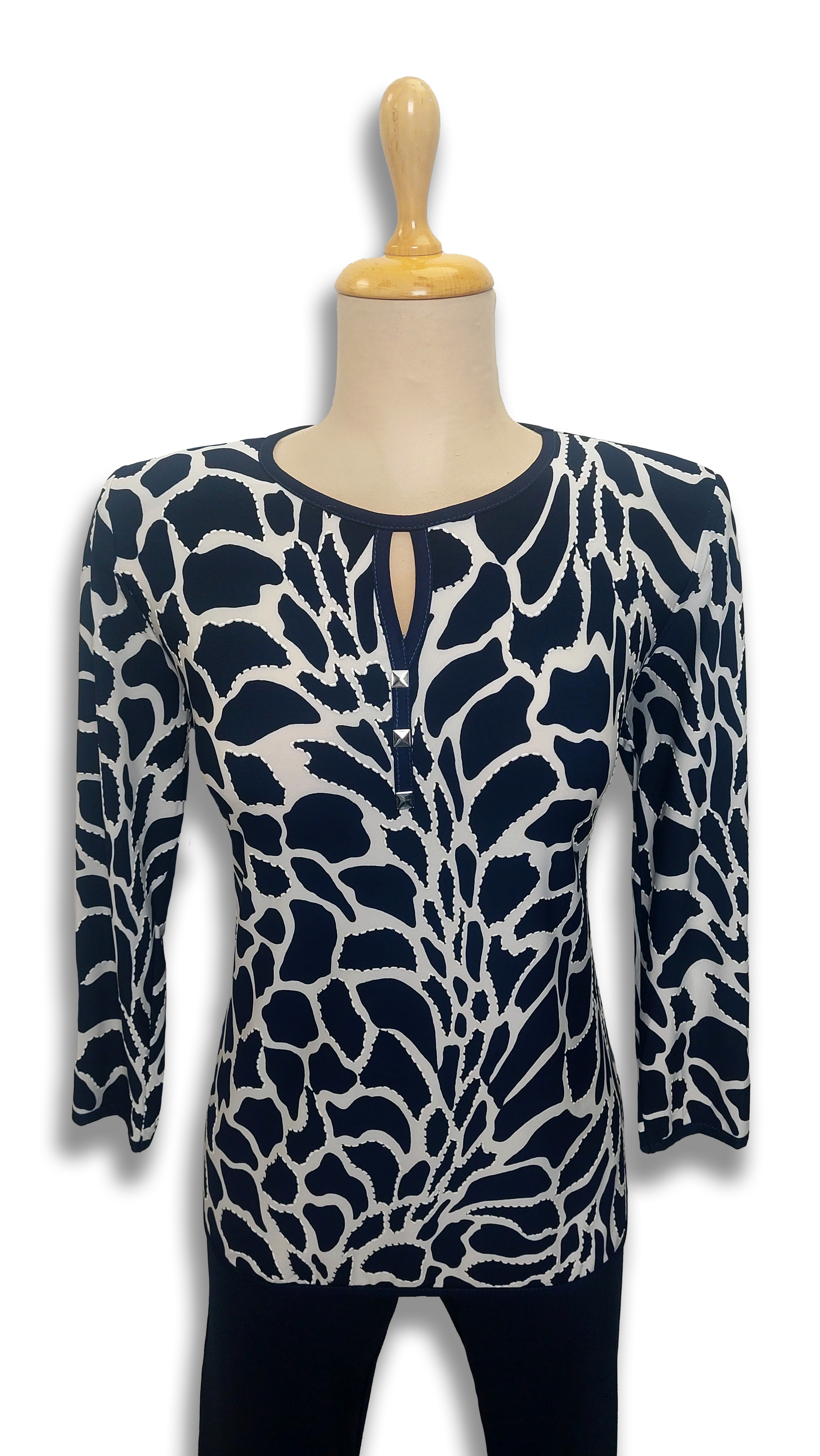 Amina dark blue and white pebble pattern polo product image