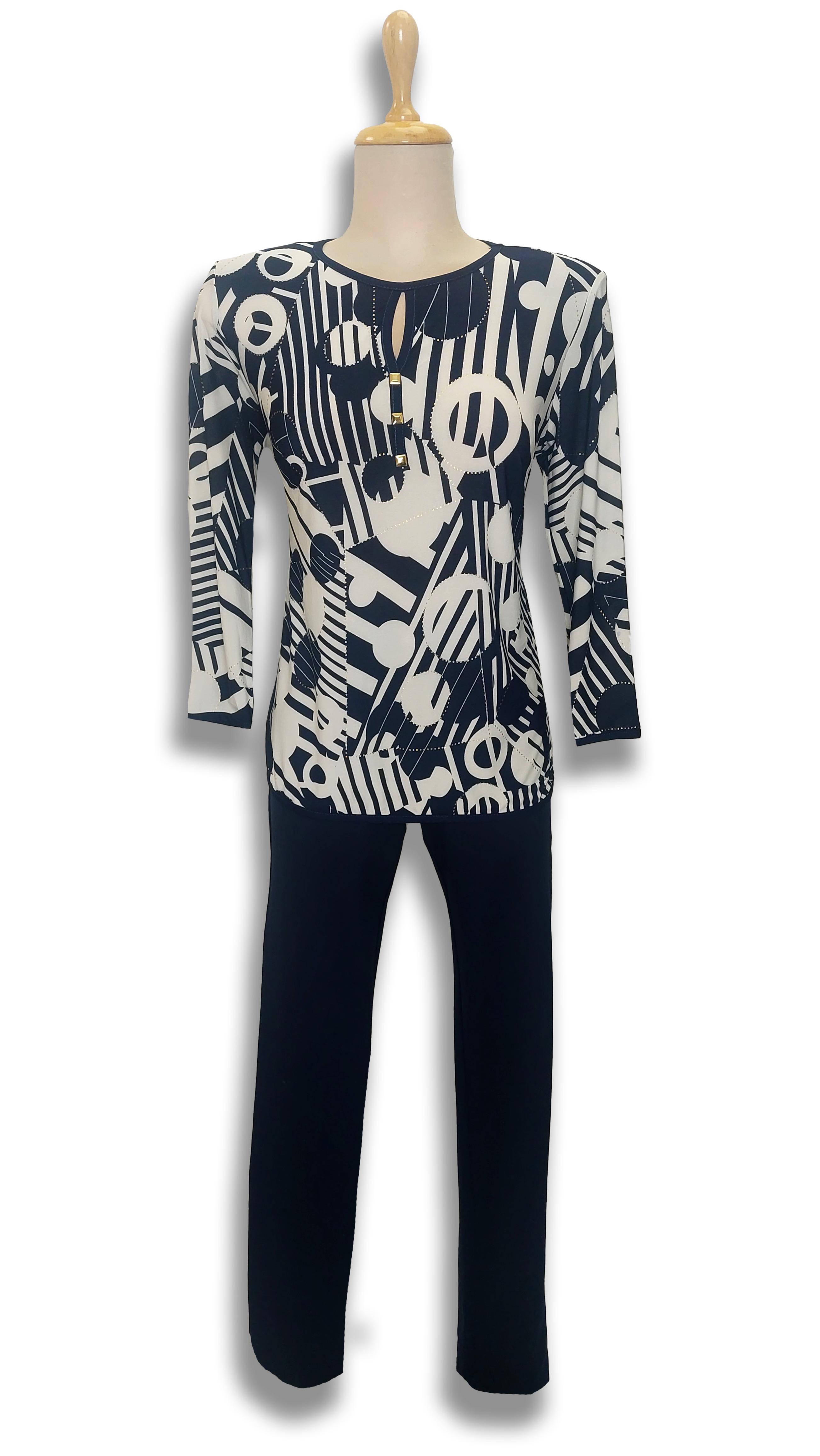 Amina dark blue and white ring polo product image