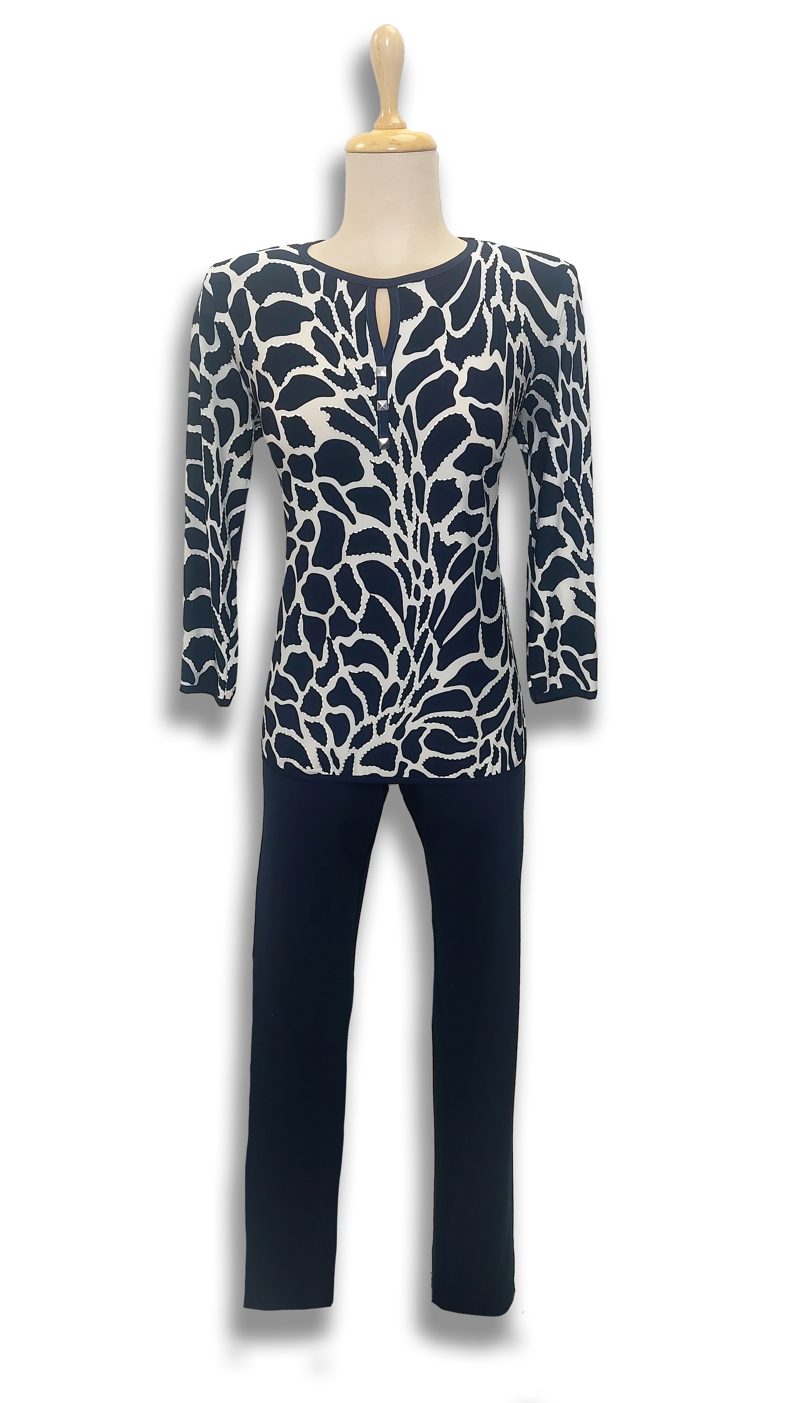 Amina dark blue and white pebble pattern polo product image