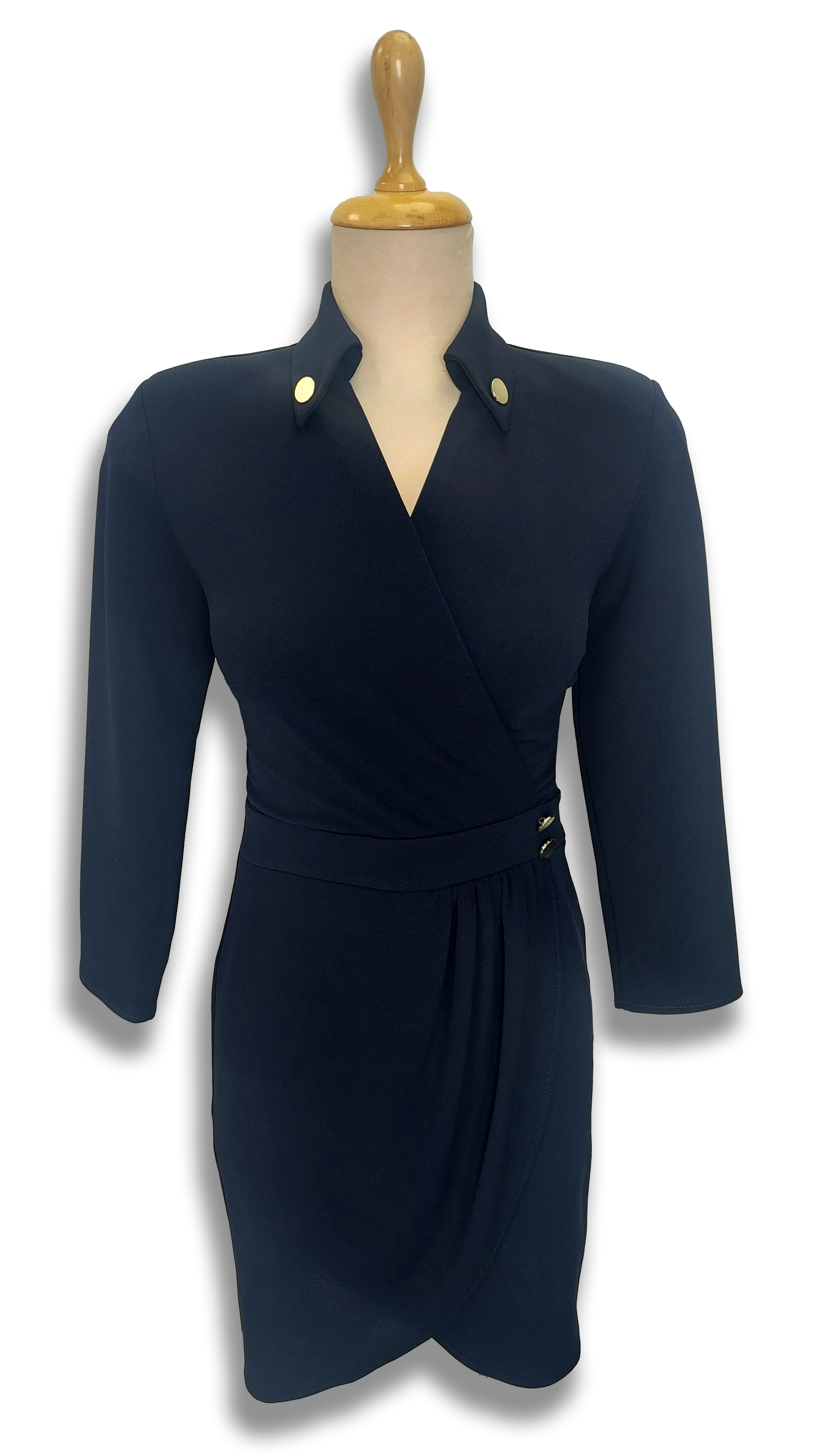 Barbara with a dark blue collar casual dress product image