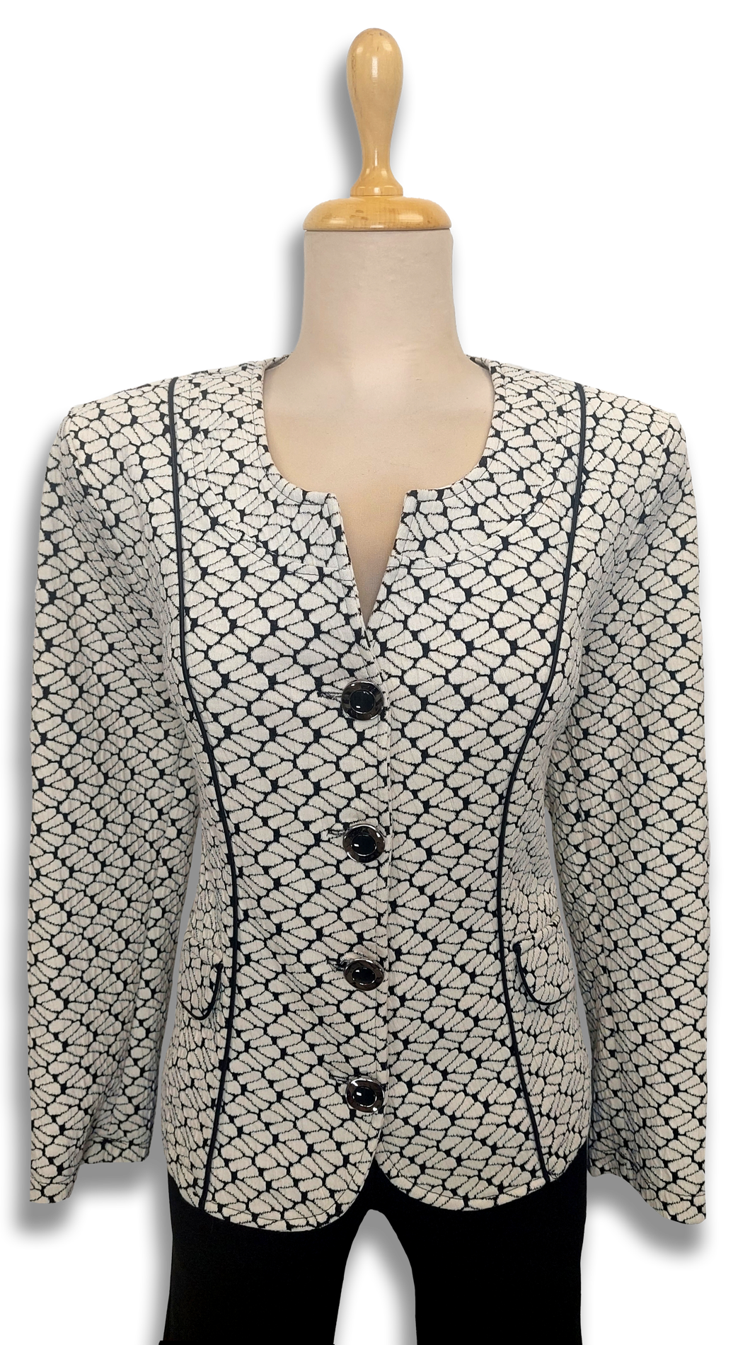 Kinga with white and black flowers blazer product image
