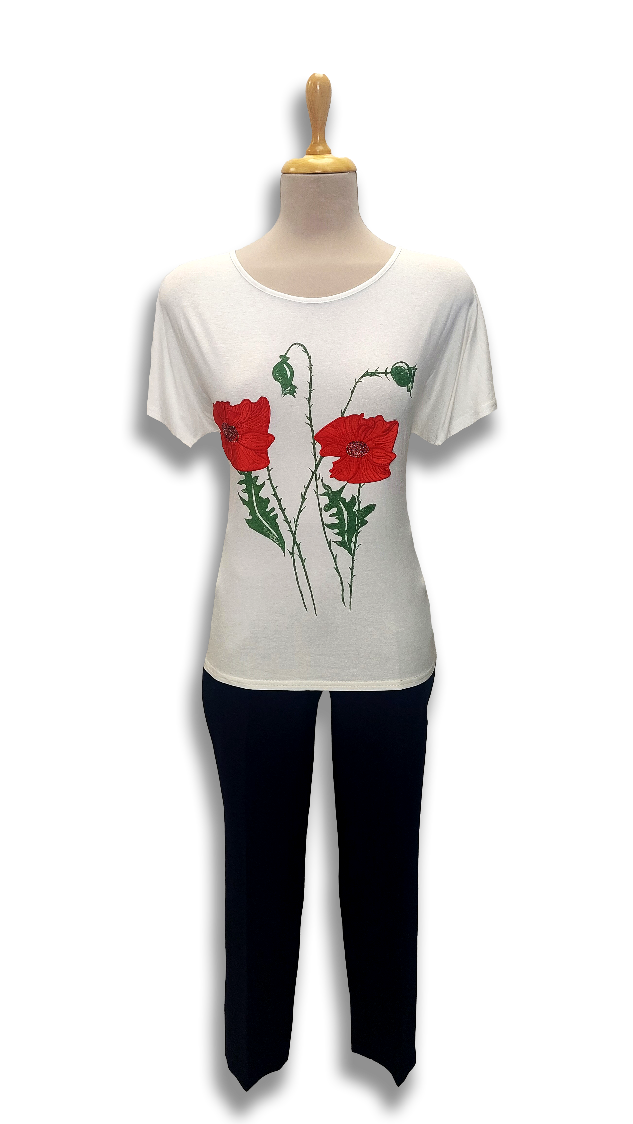 Lucy is a red and green poppy polo product image