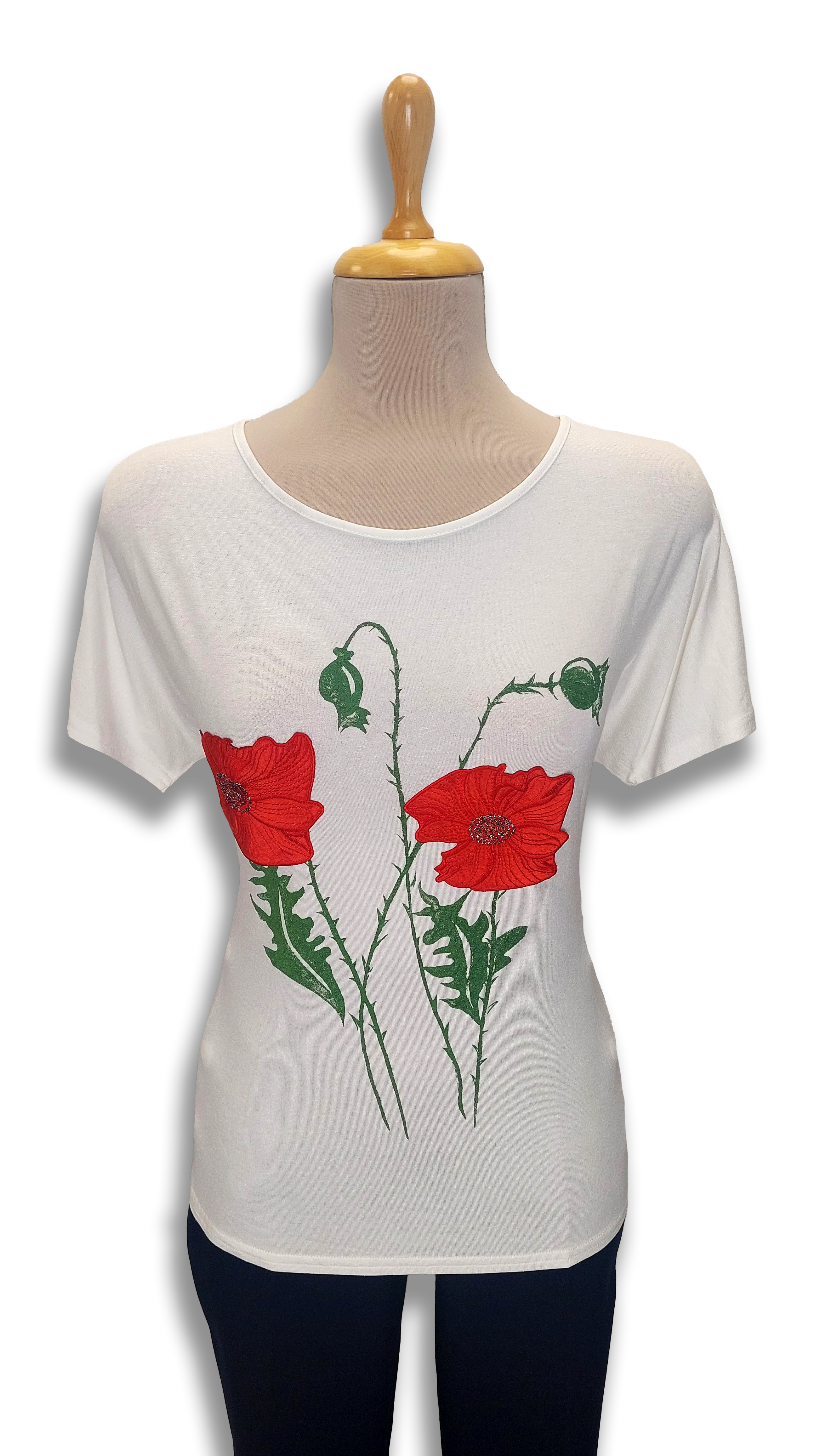 Lucy is a red and green poppy polo product image