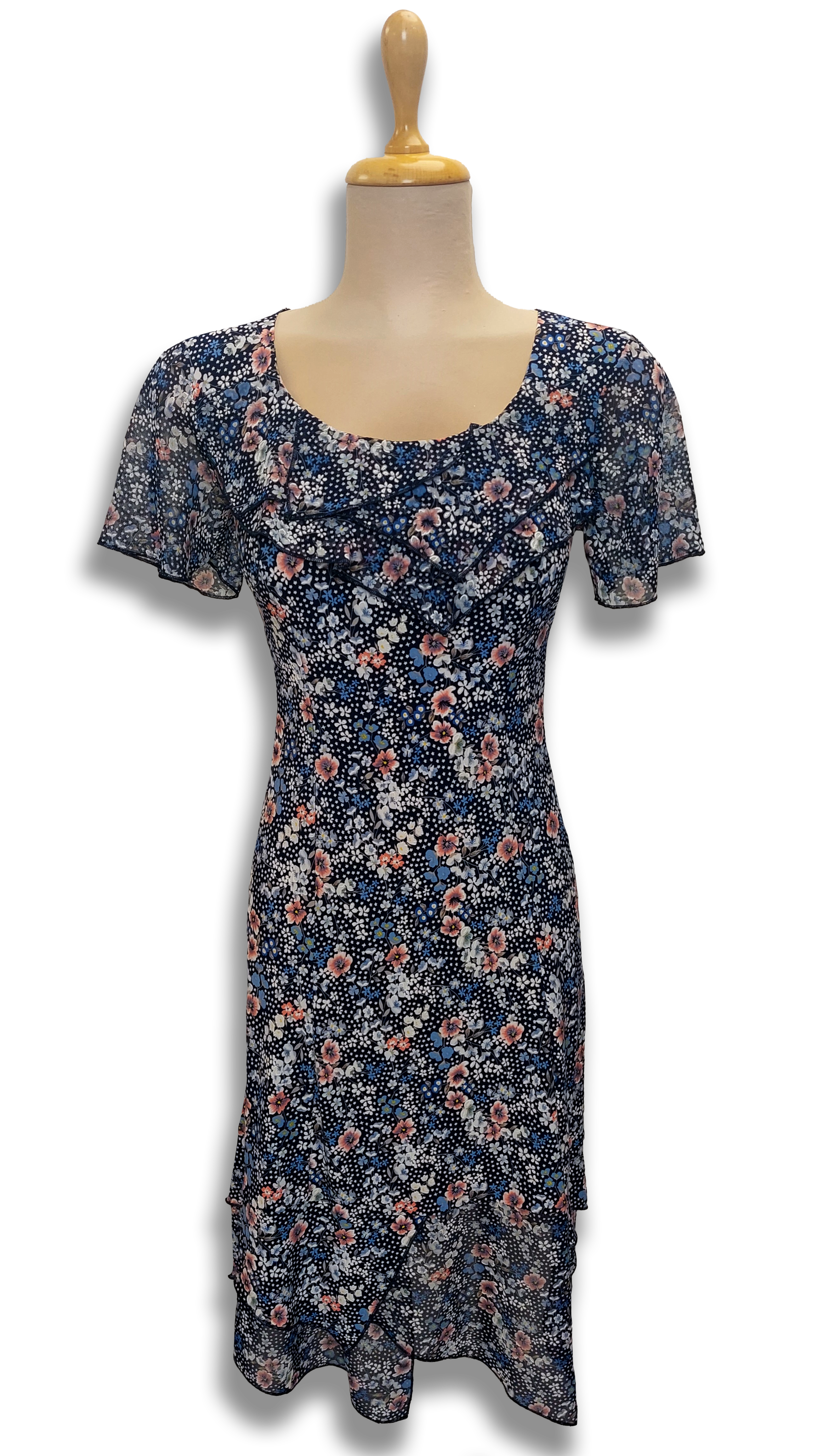 Anna's sleeve with white-pink small flowers dress product image