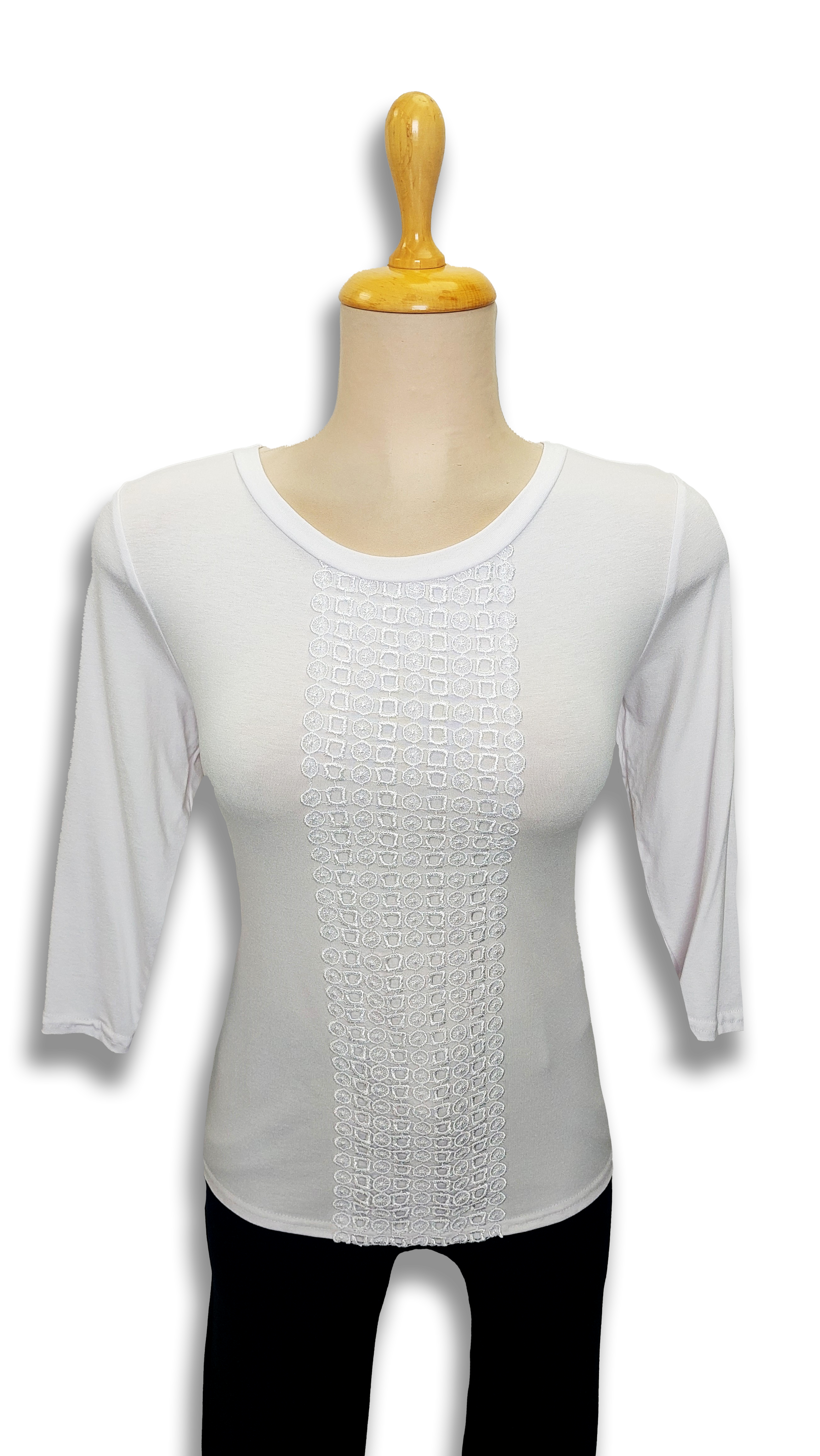 Carla long sleeve white lace front polo product image