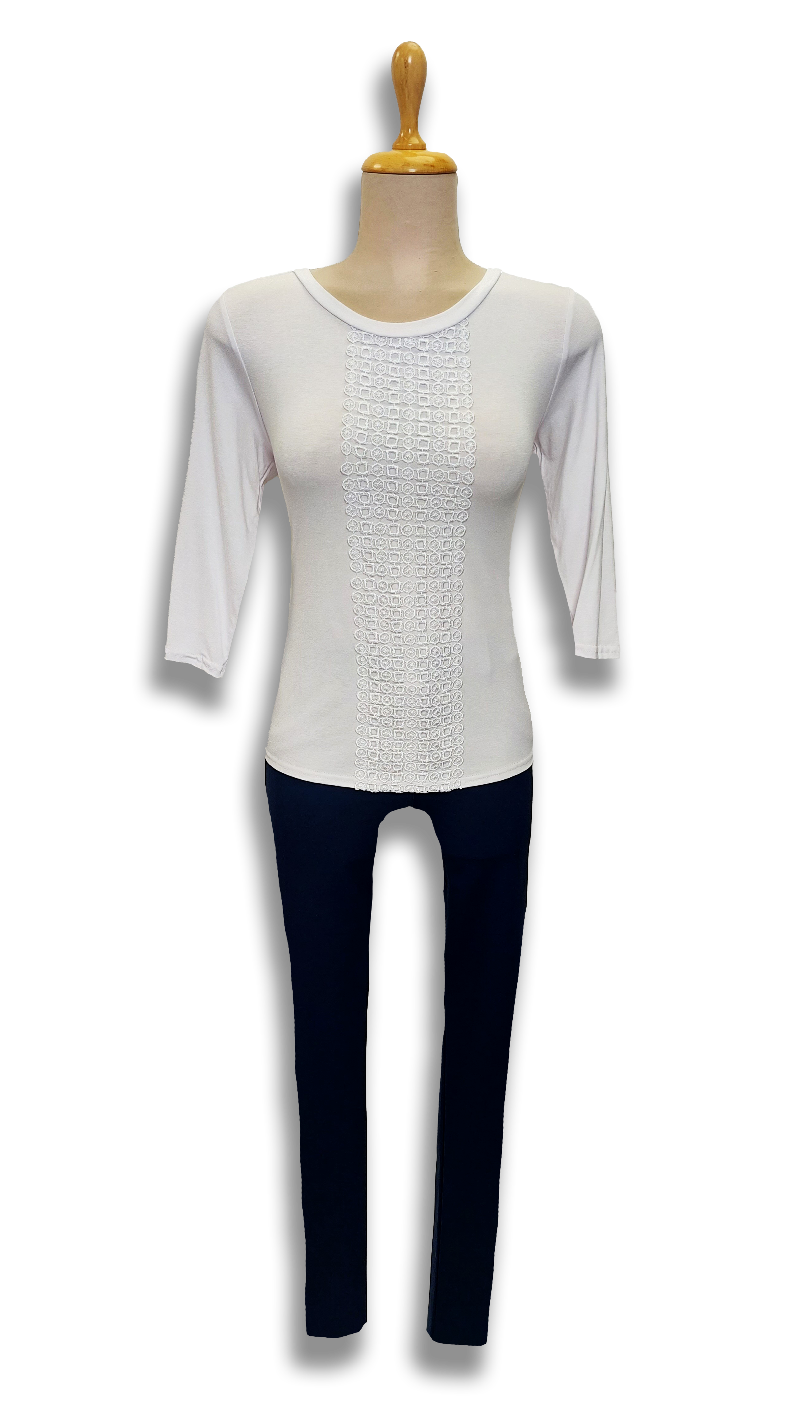Carla long sleeve white lace front polo product image