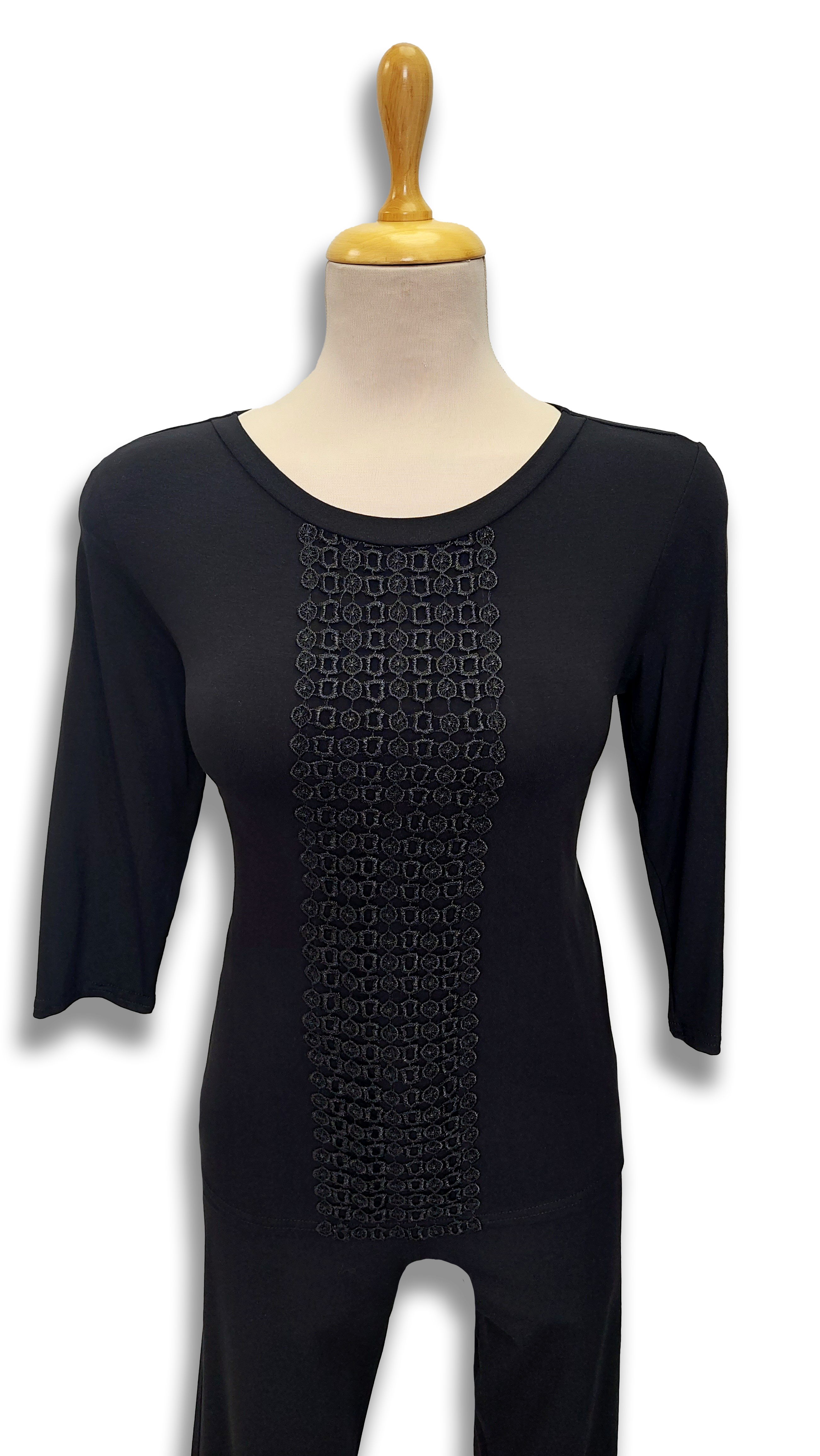 Carla long sleeve black lace front polo product image