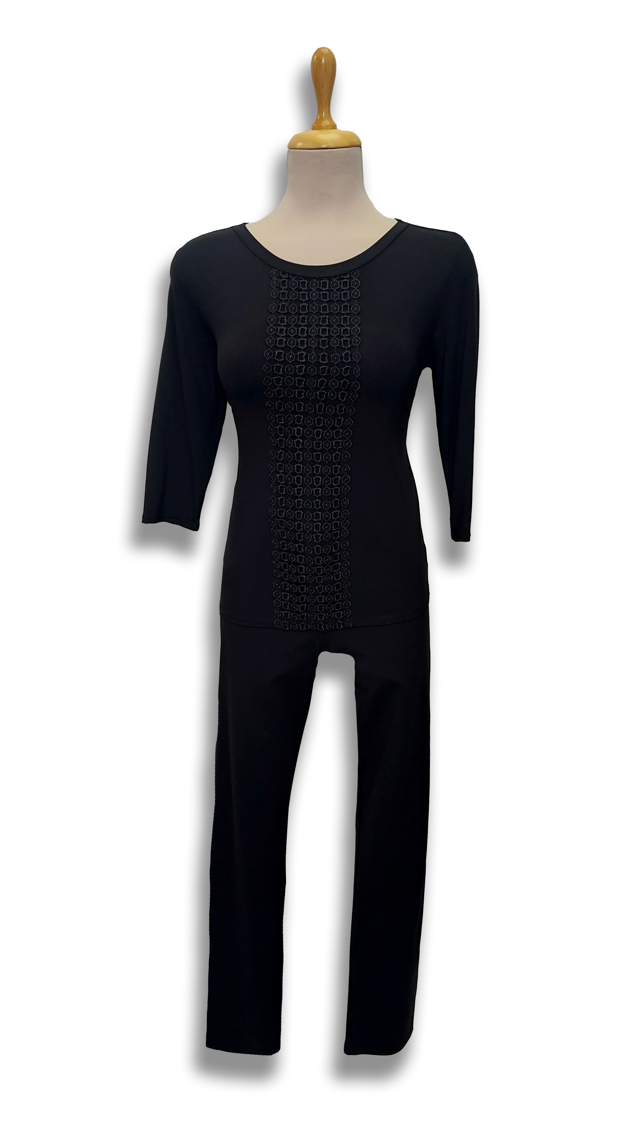 Carla long sleeve black lace front polo product image