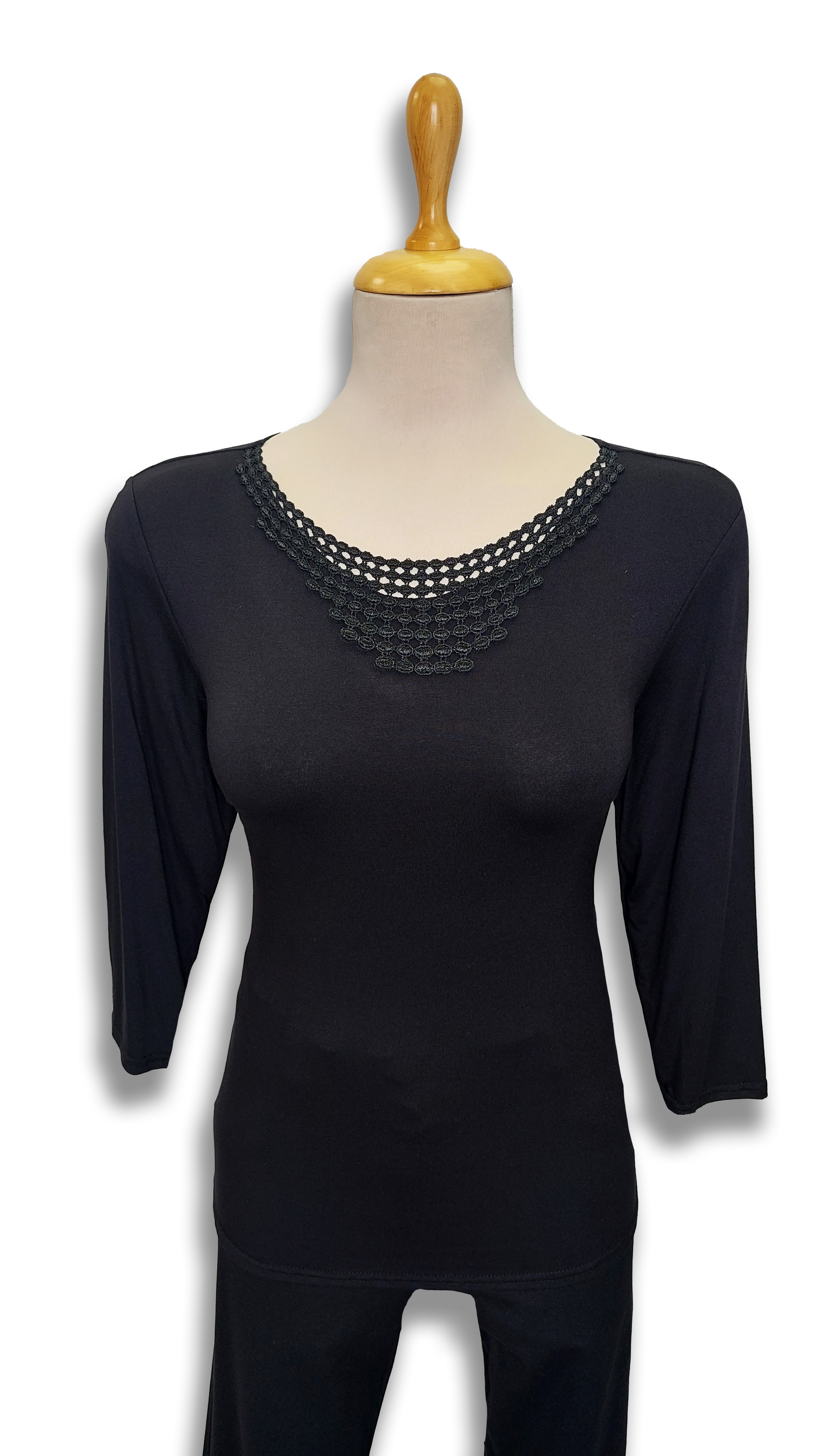 Carla has long sleeves with black lace inserts polo product image