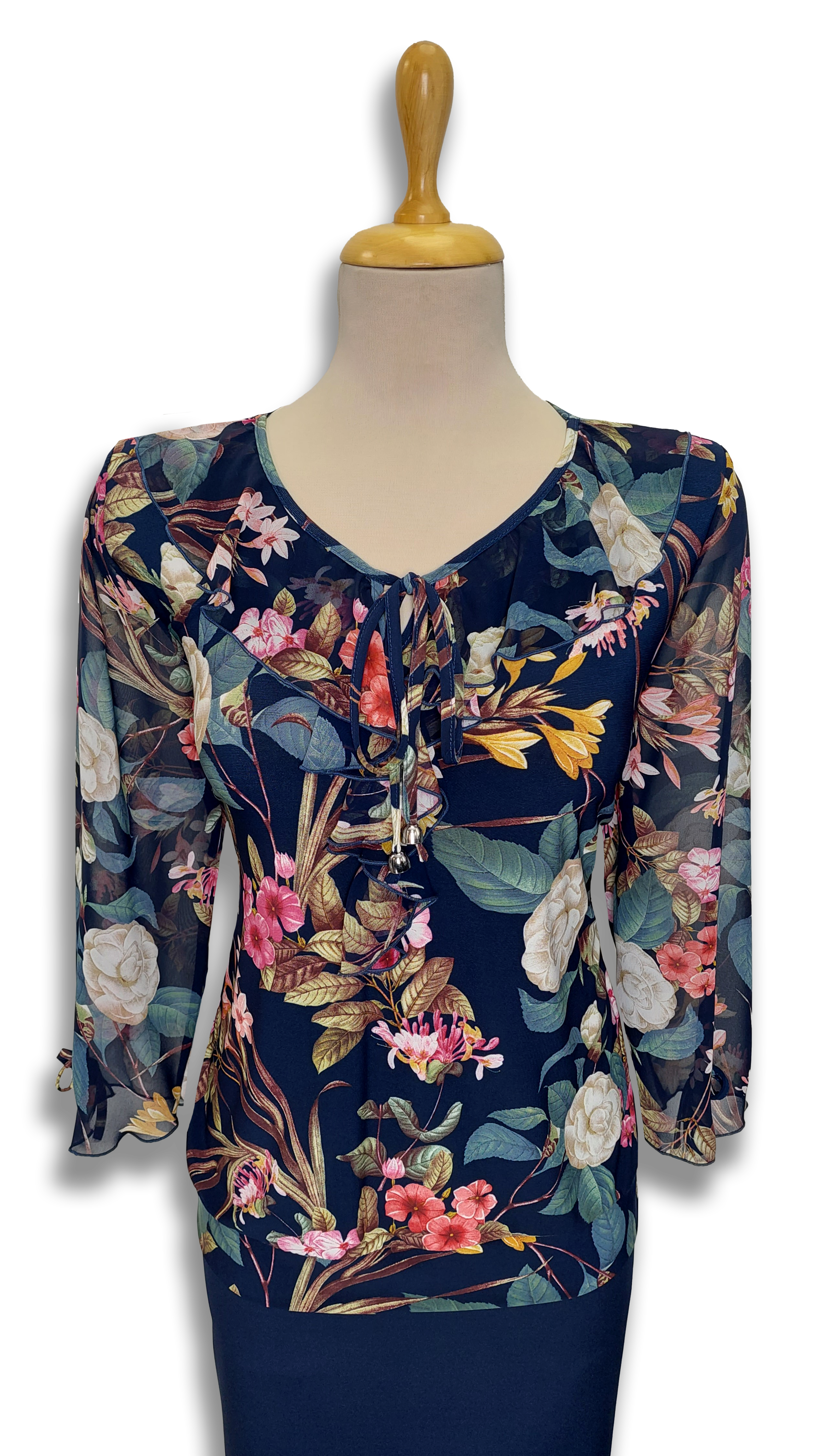 Edyta pocket square deep blue rose blouse product image