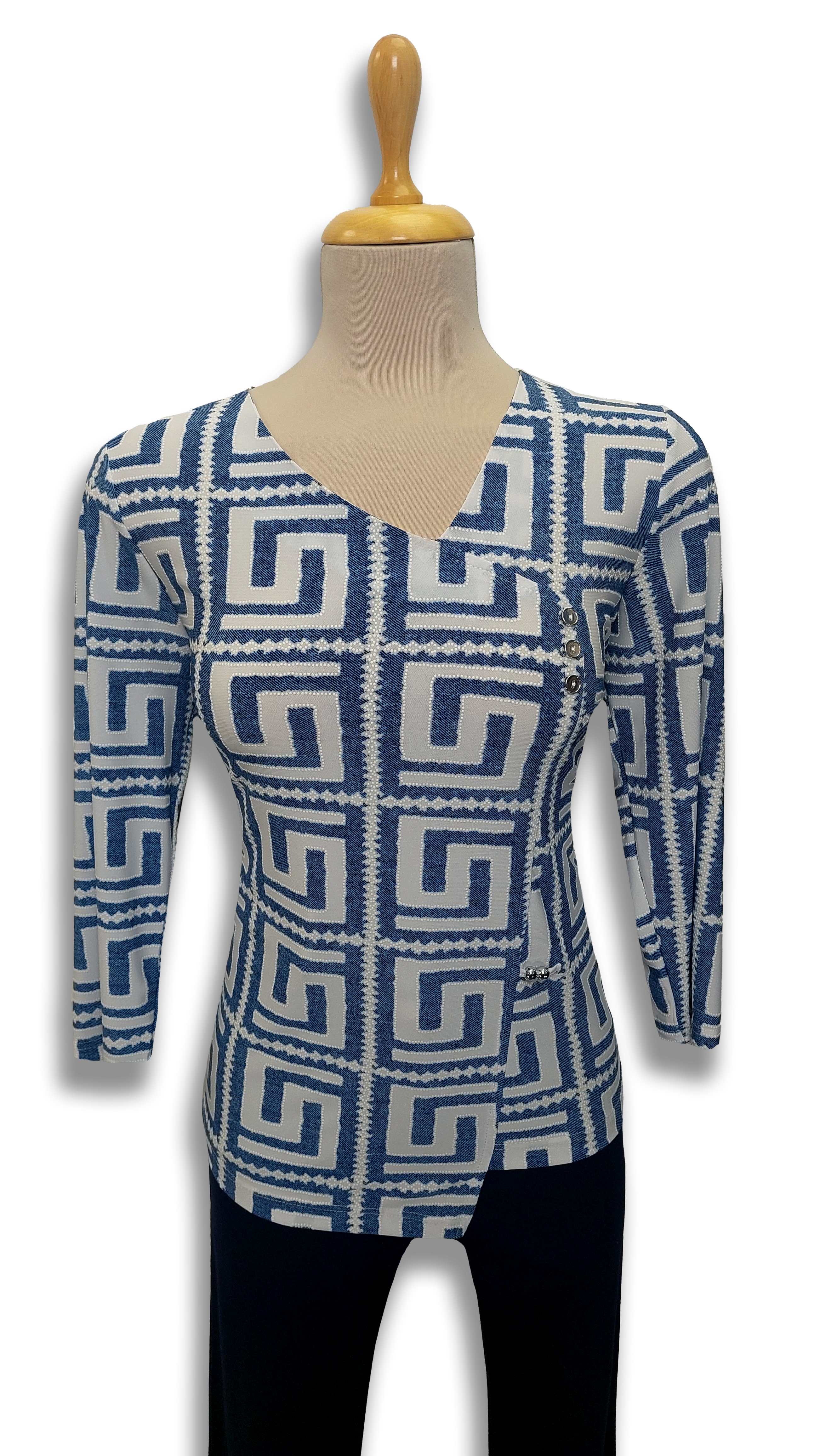 Rita buttons light blue checkered polo product image