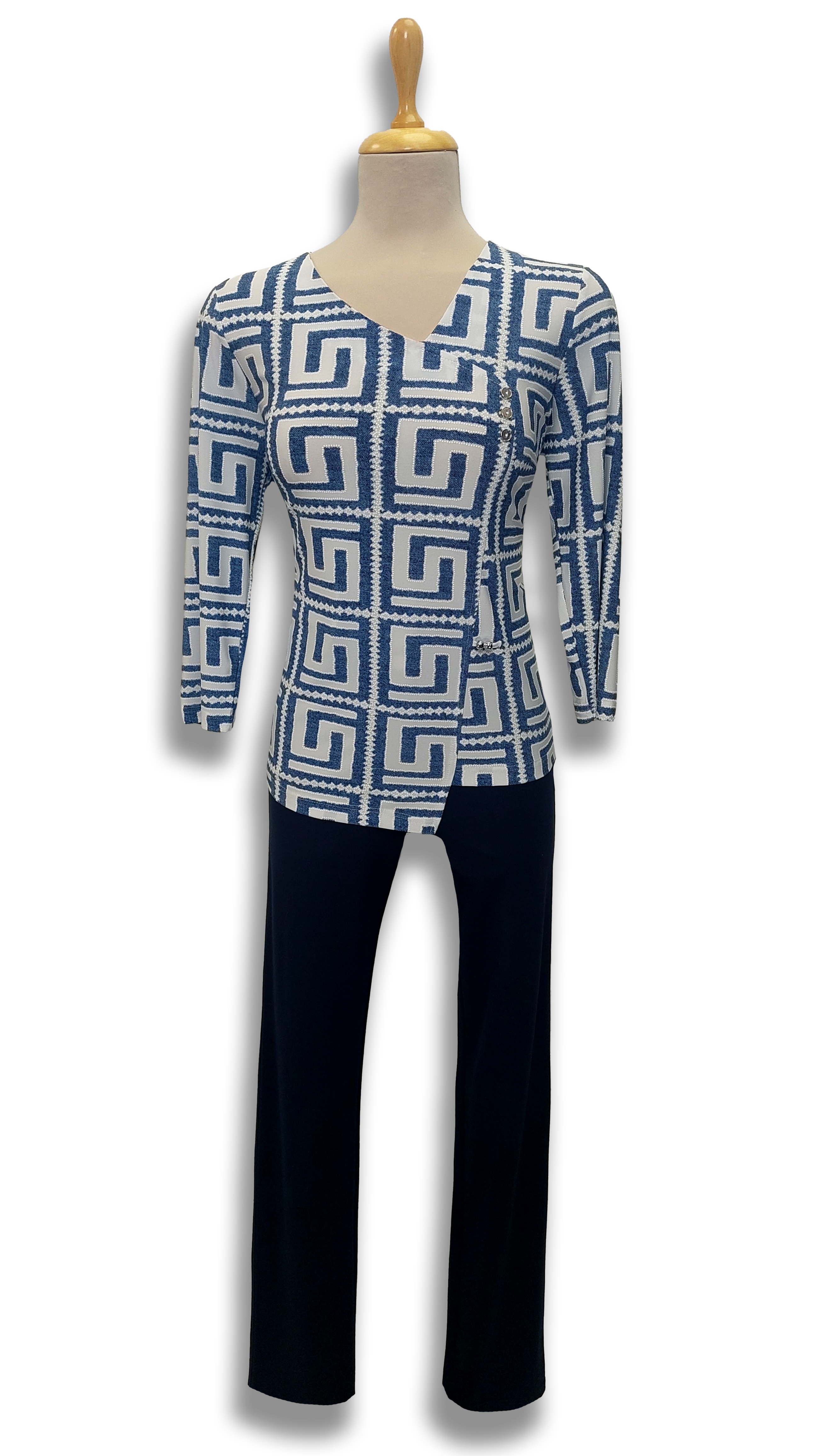 Rita buttons light blue checkered polo product image