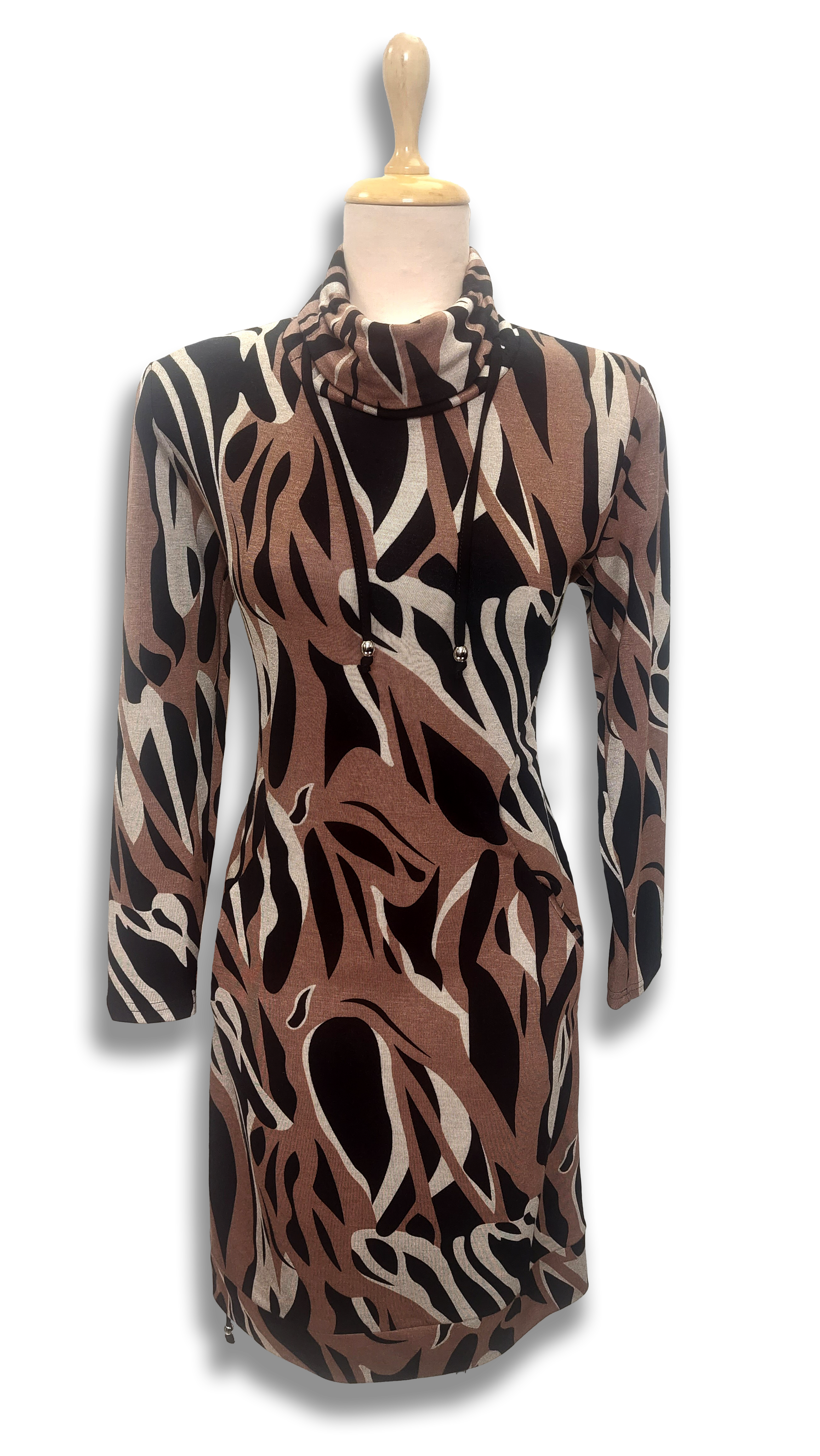 Réka brown pattern with pockets dress product image