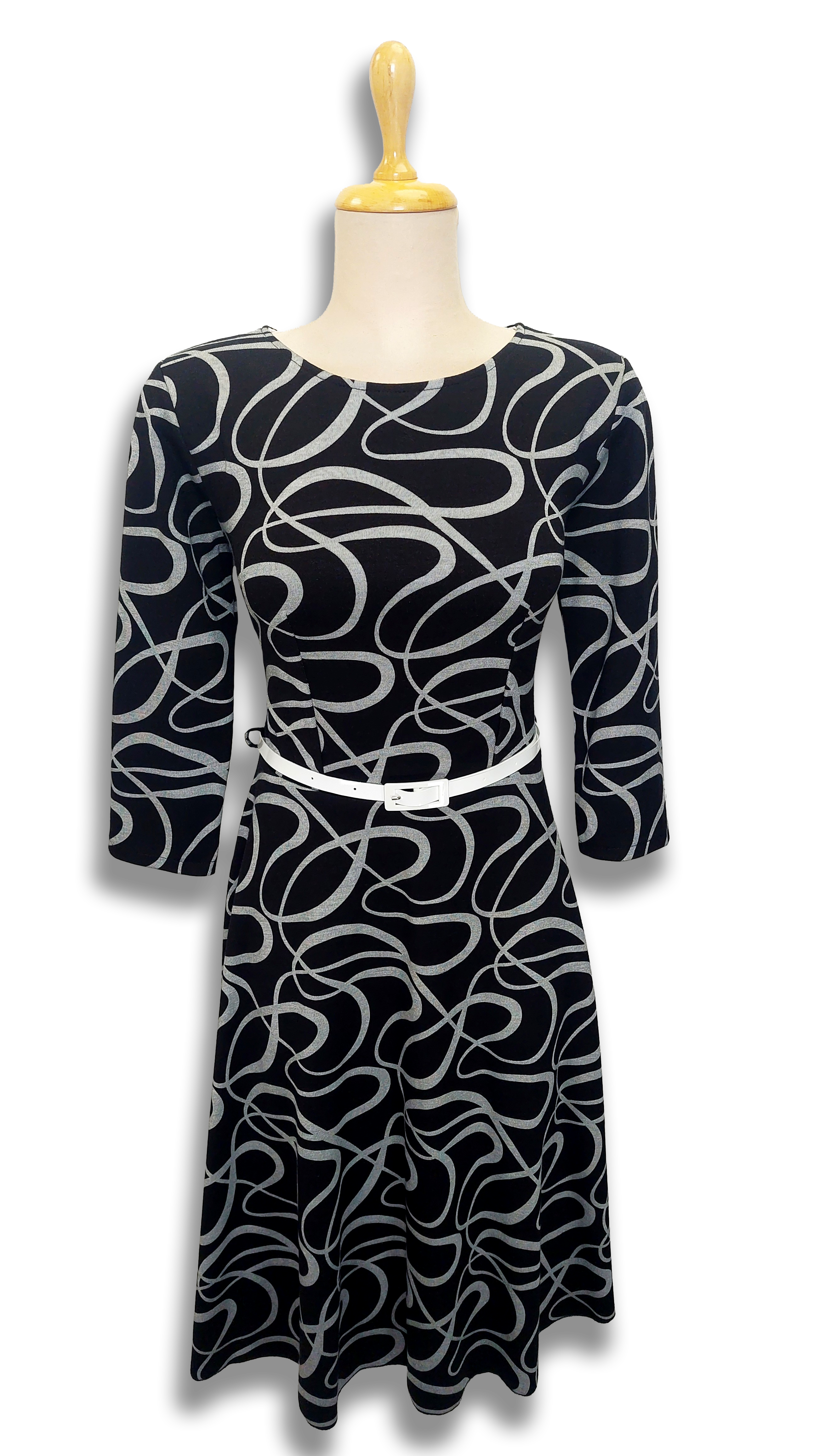Abigél thick black and white wavy dress product image