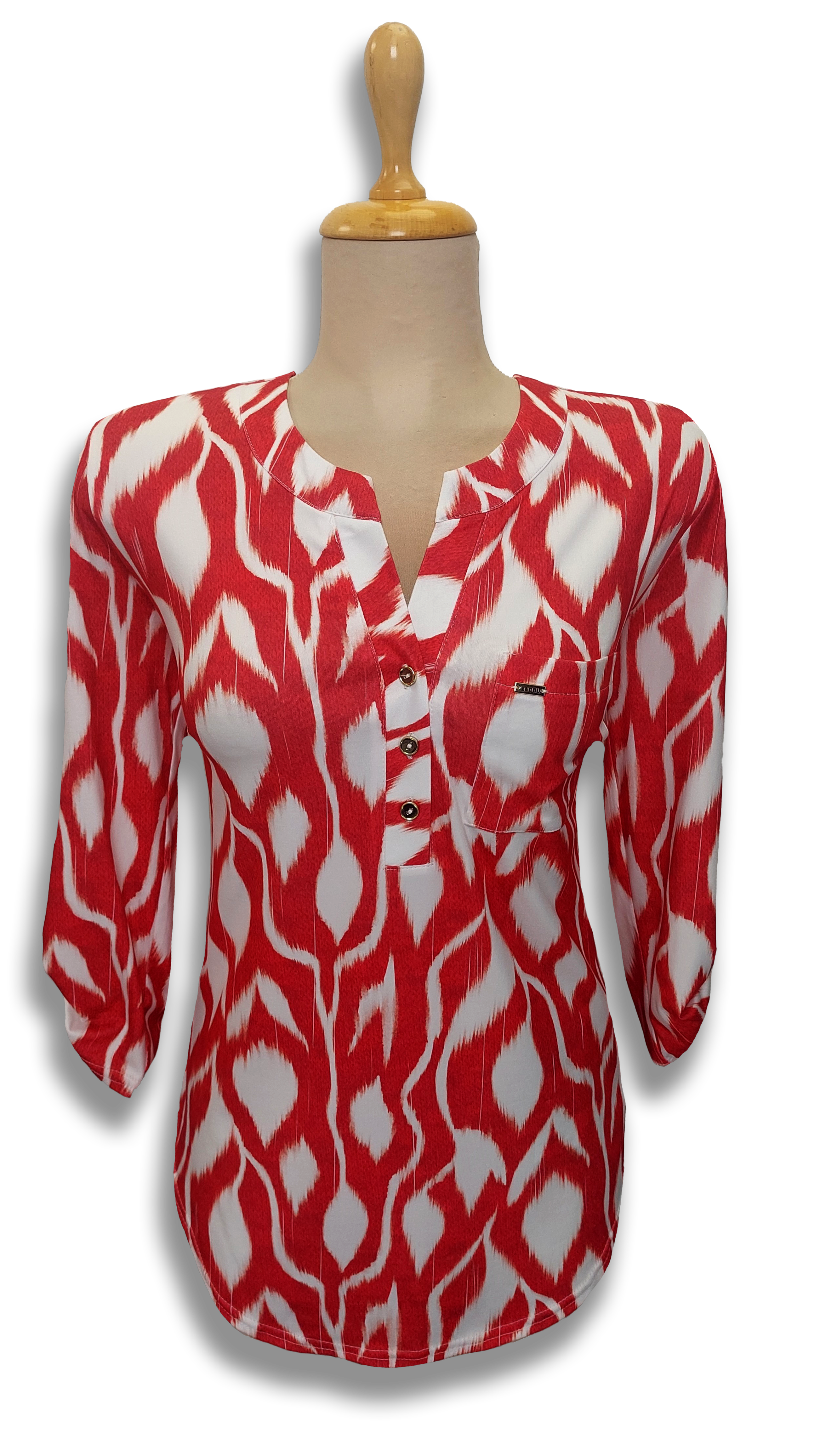 Ella red and white pattern tunic product image