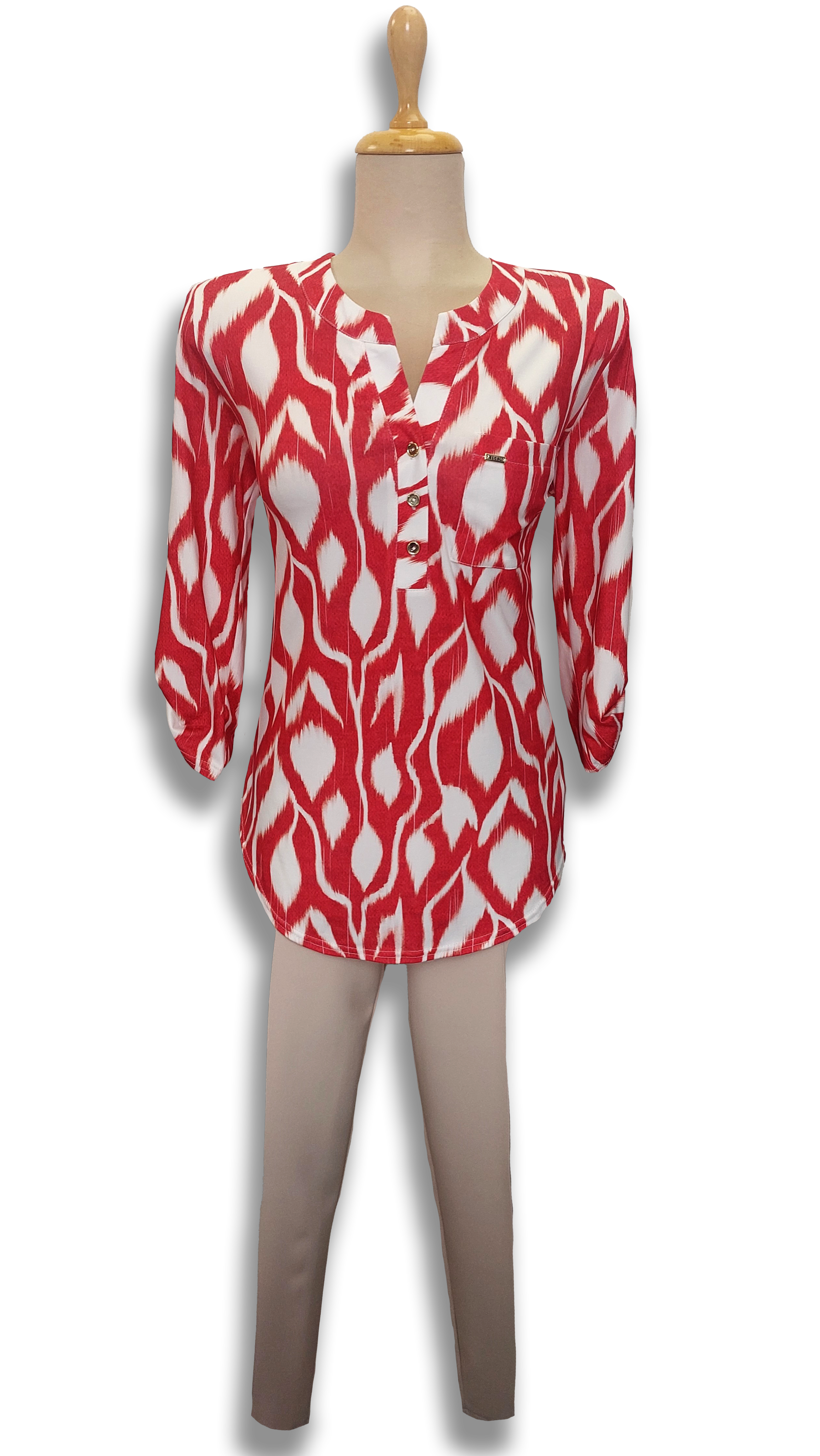 Ella red and white pattern tunic product image