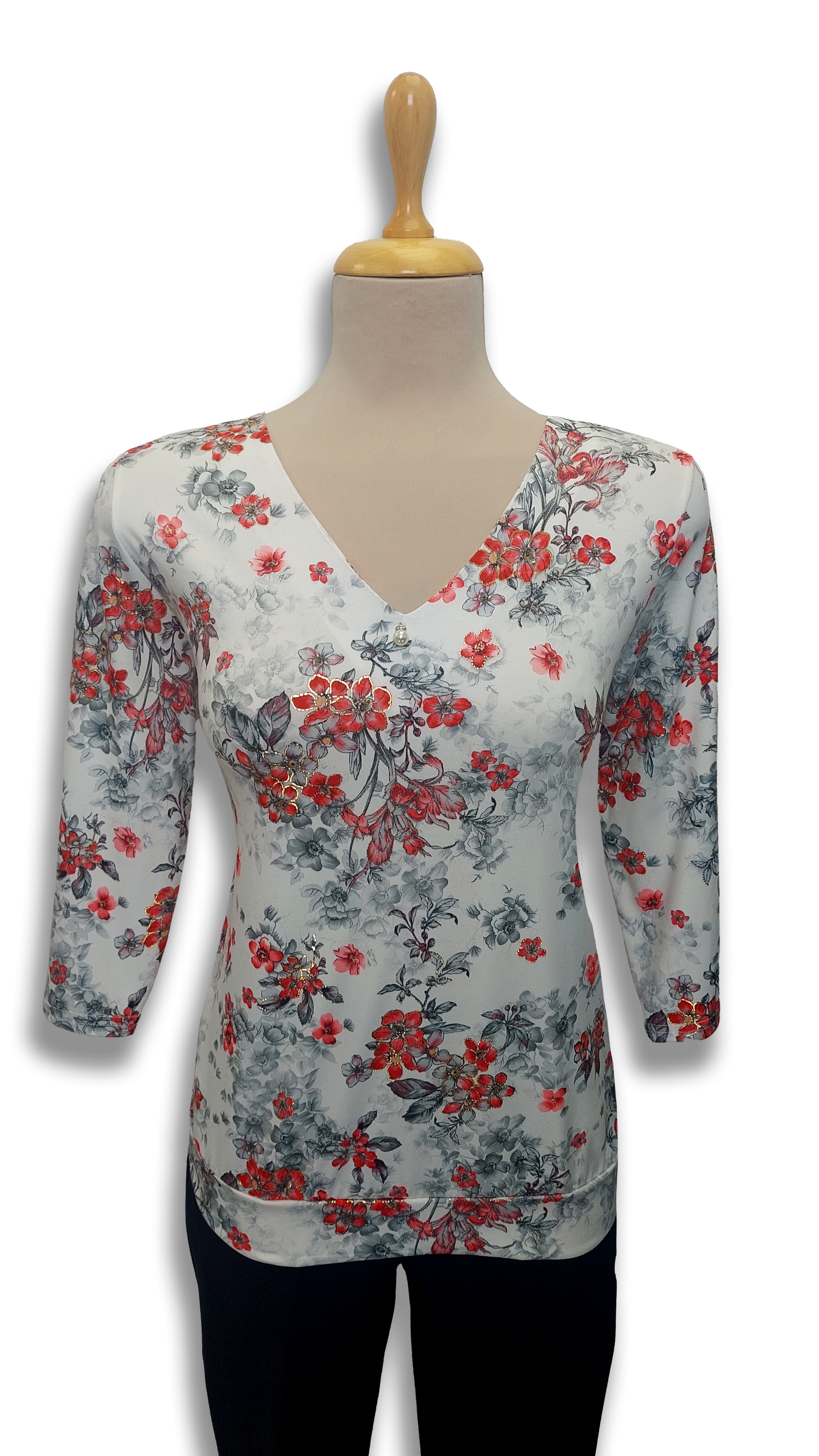 Magda V has red flowers blouse product image