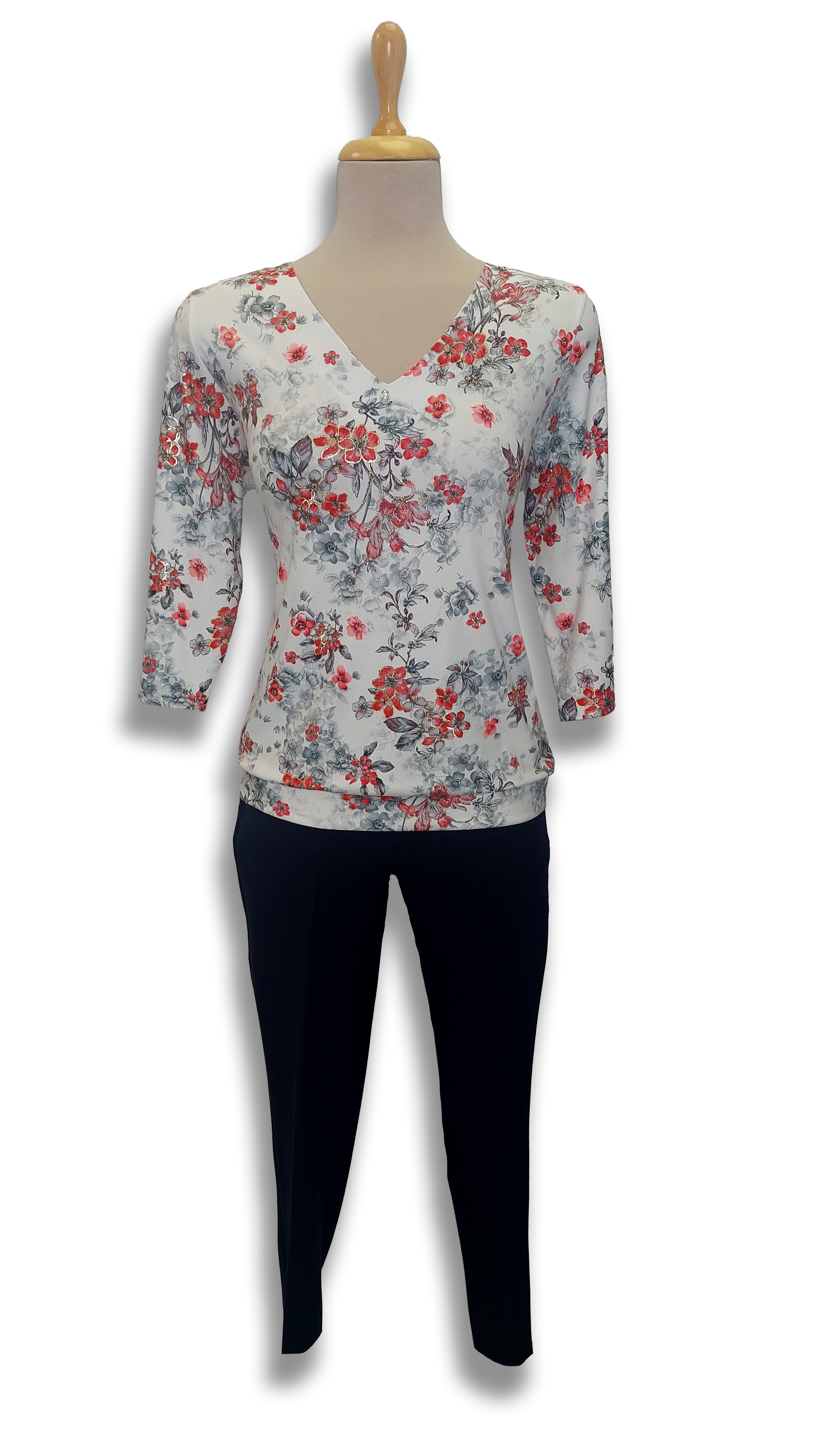 Magda V has red flowers blouse product image