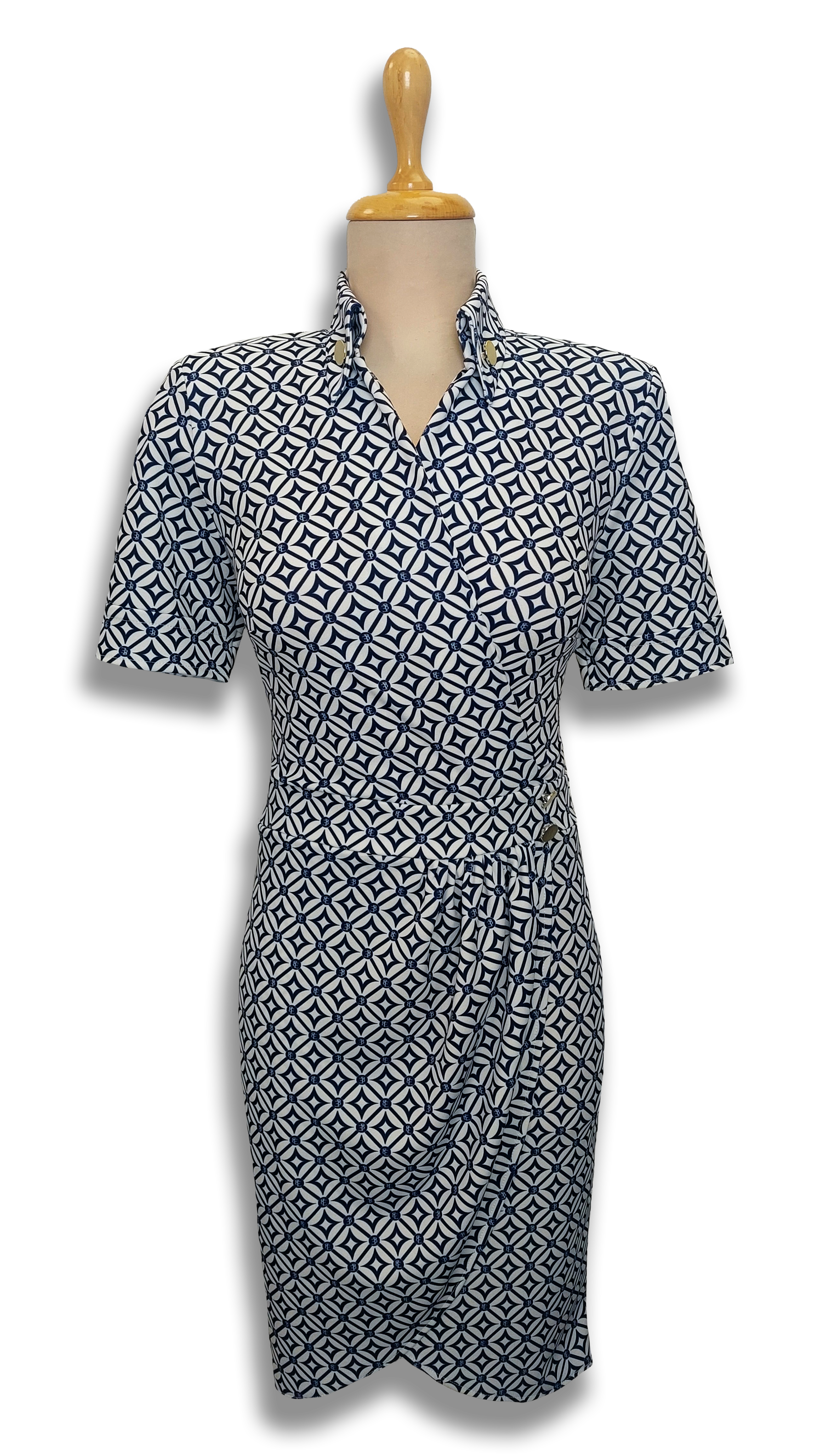 Barbara dress with collar, dark blue pattern dress product image