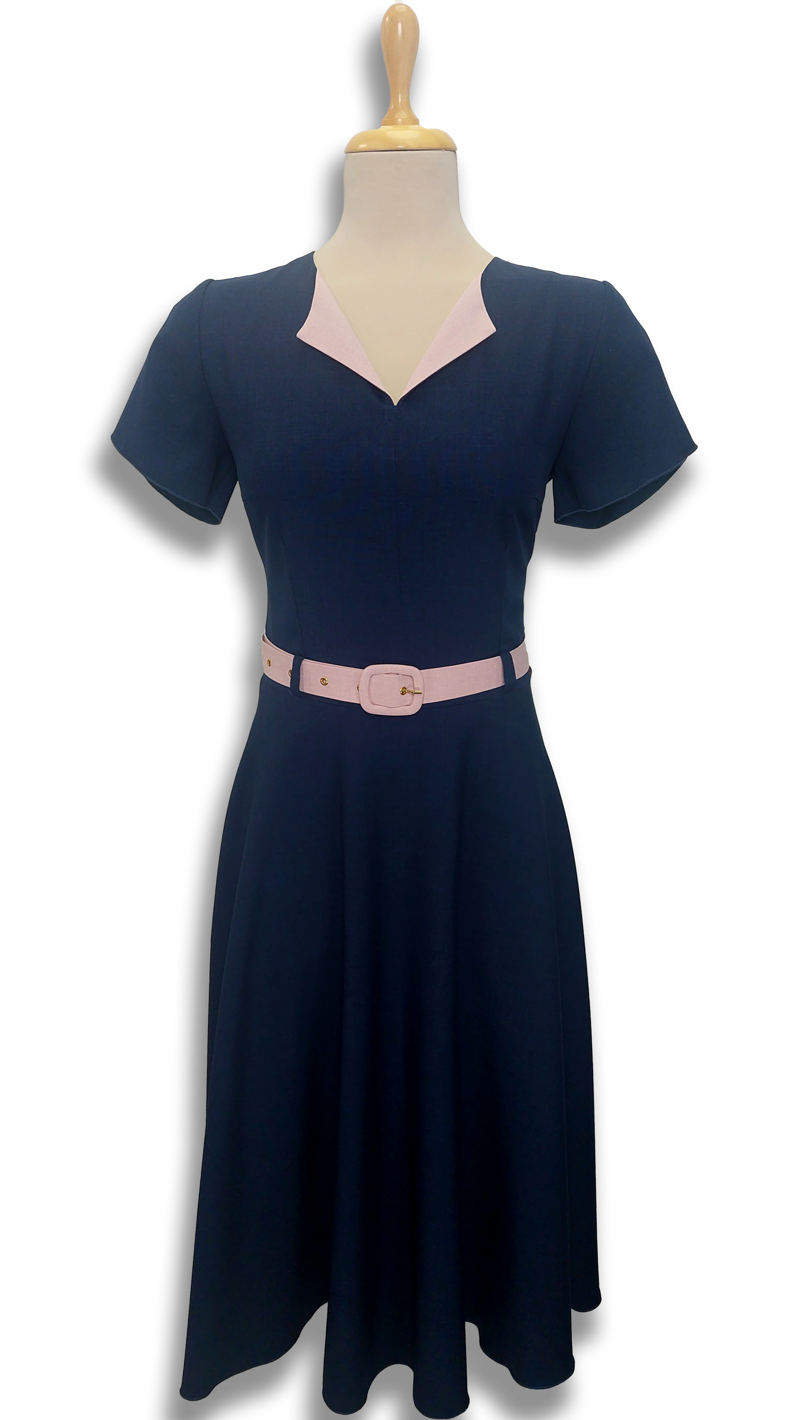 Petra has a dark blue belt dress product image