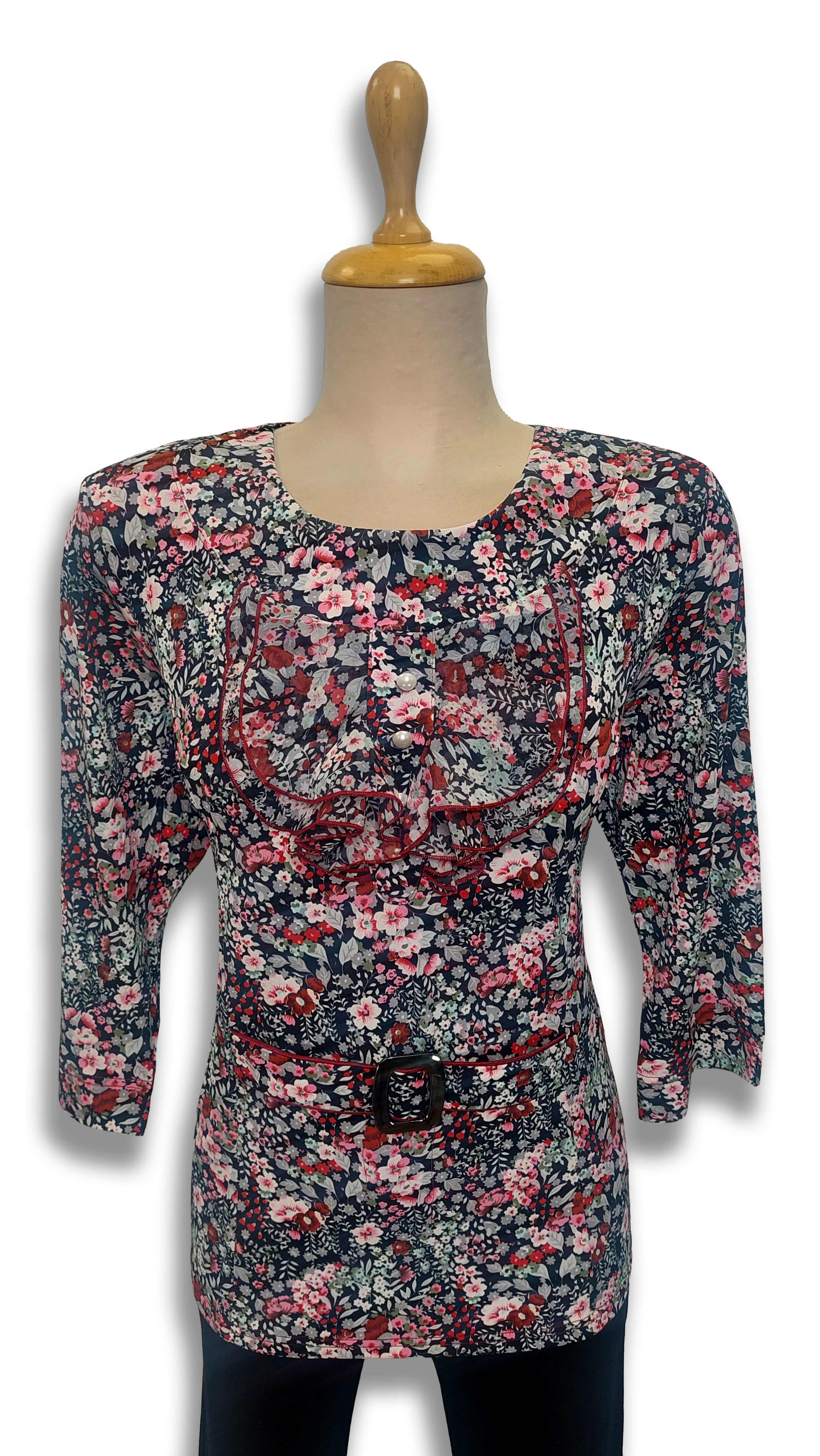 Magda belted with red flowers polo product image