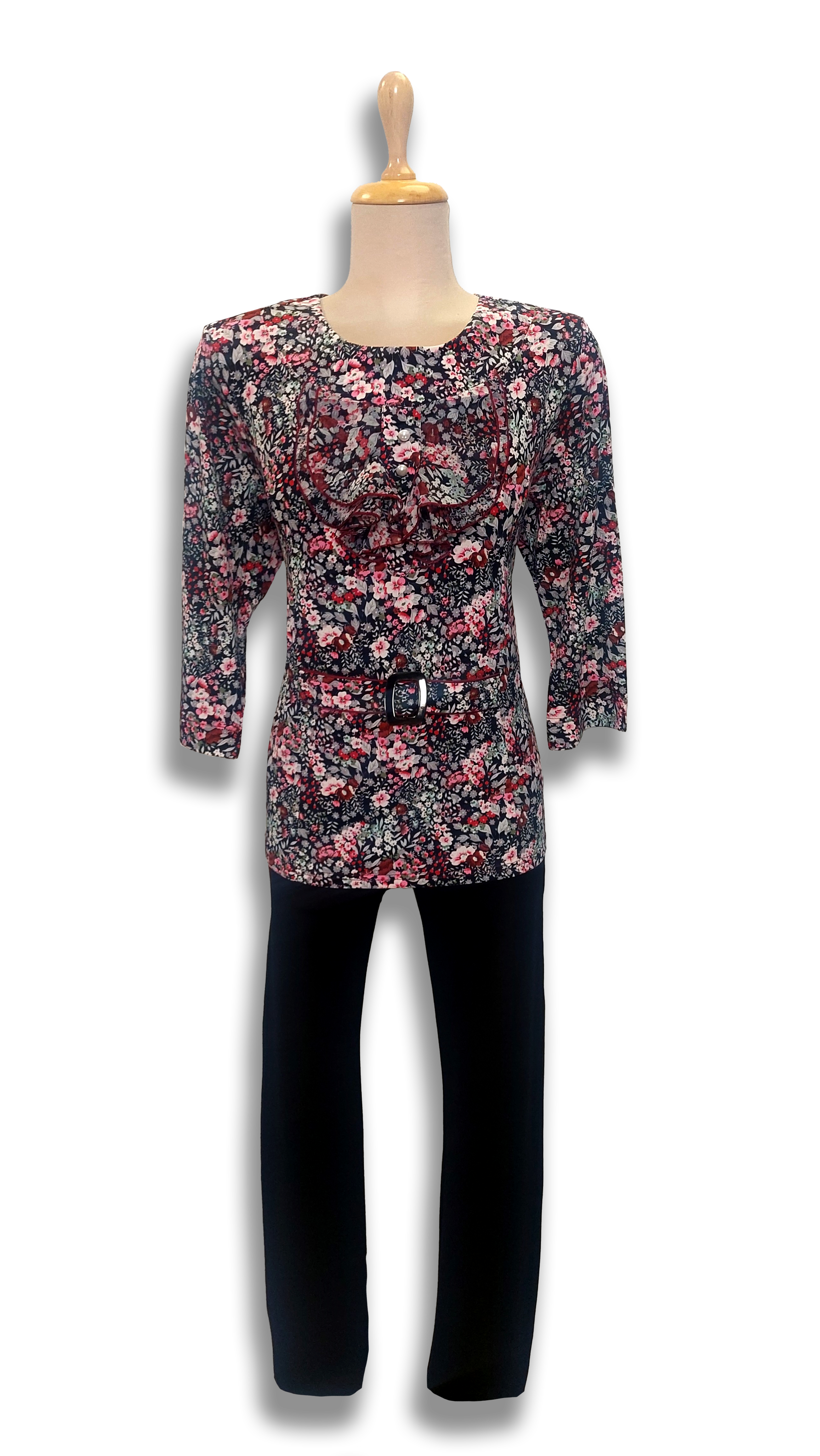 Magda belted with red flowers polo product image