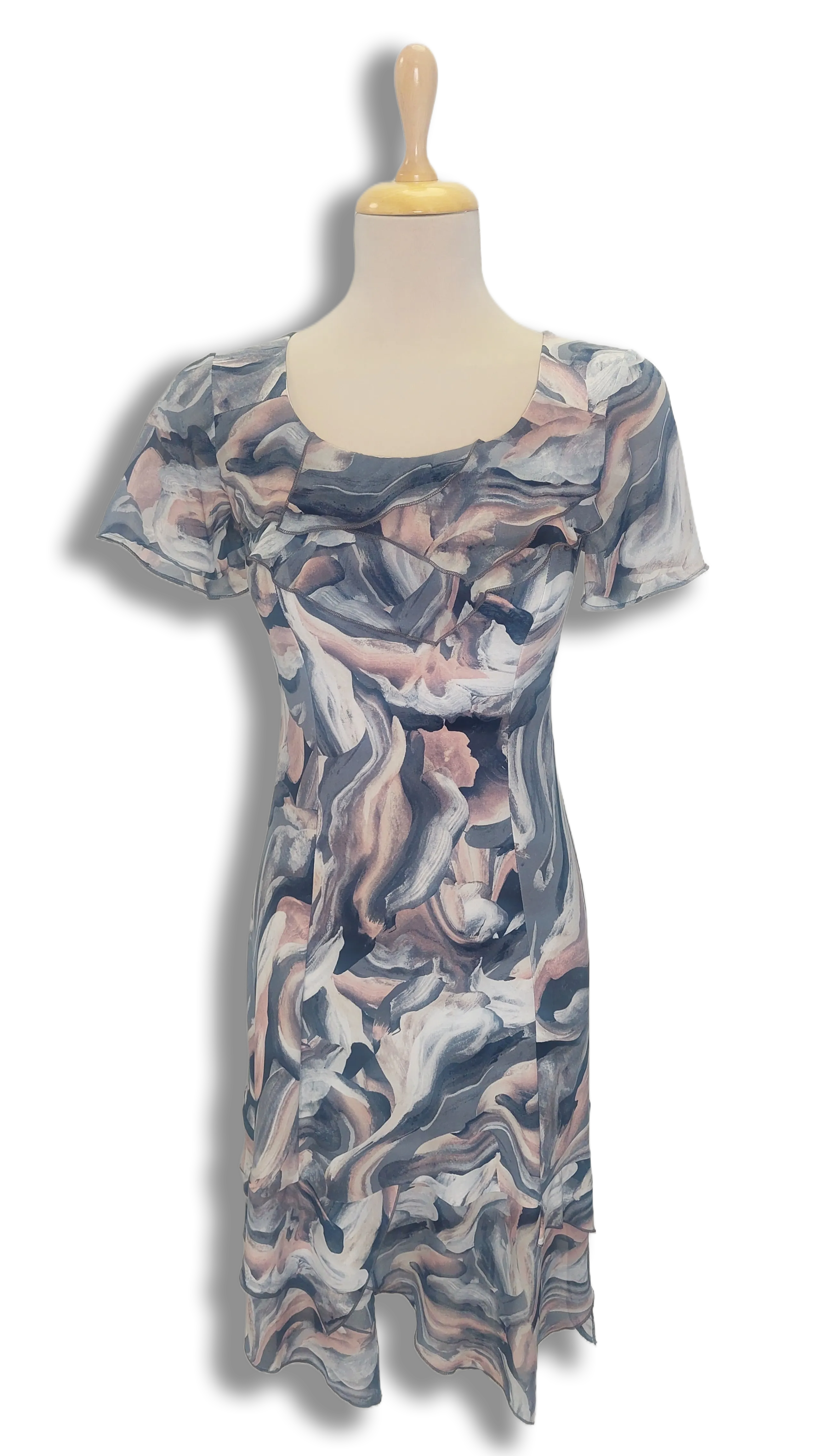 Anna dress with sleeves pink wavy dress product image