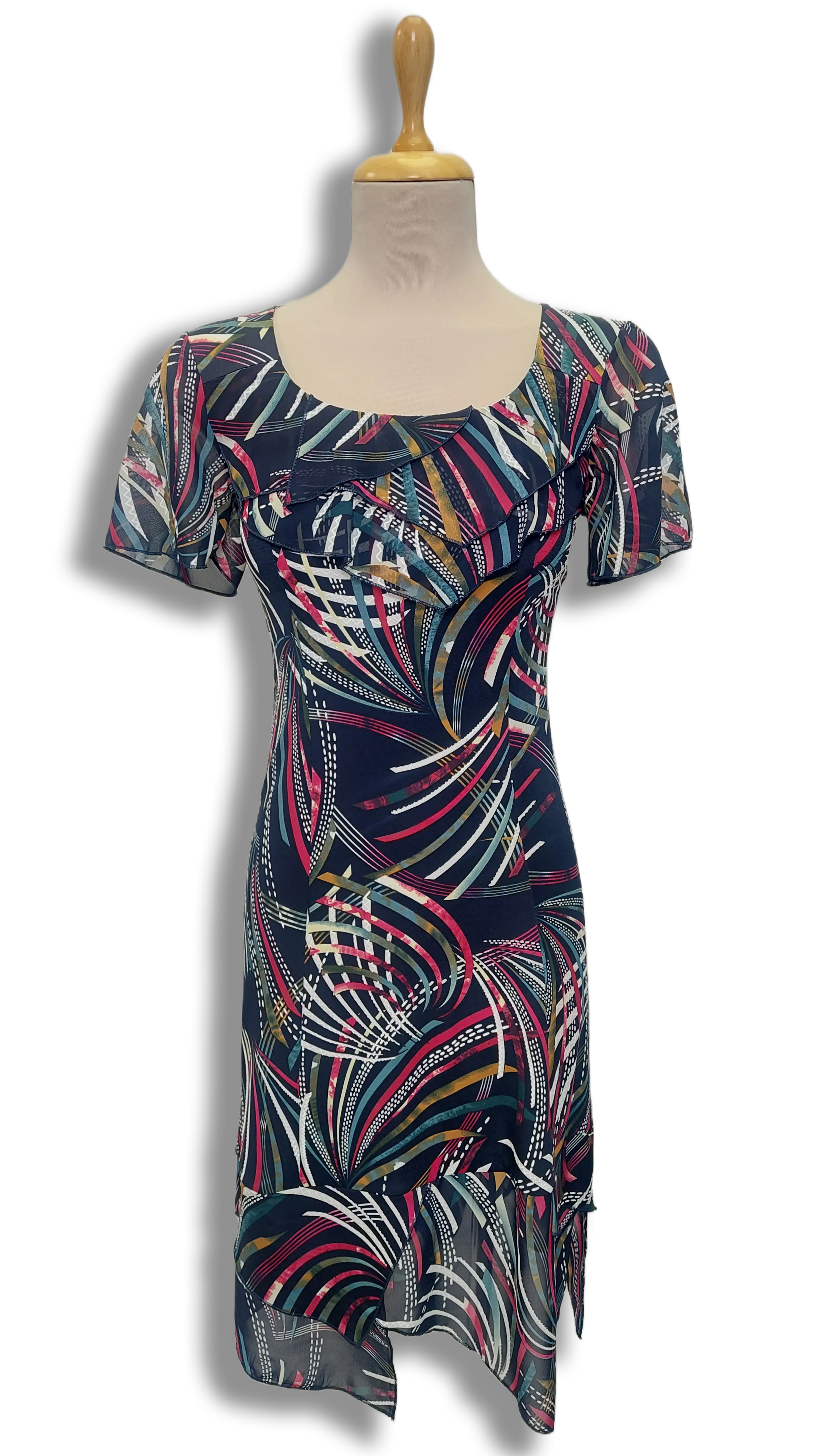 Anna sleeves pink abstract pattern dress product image