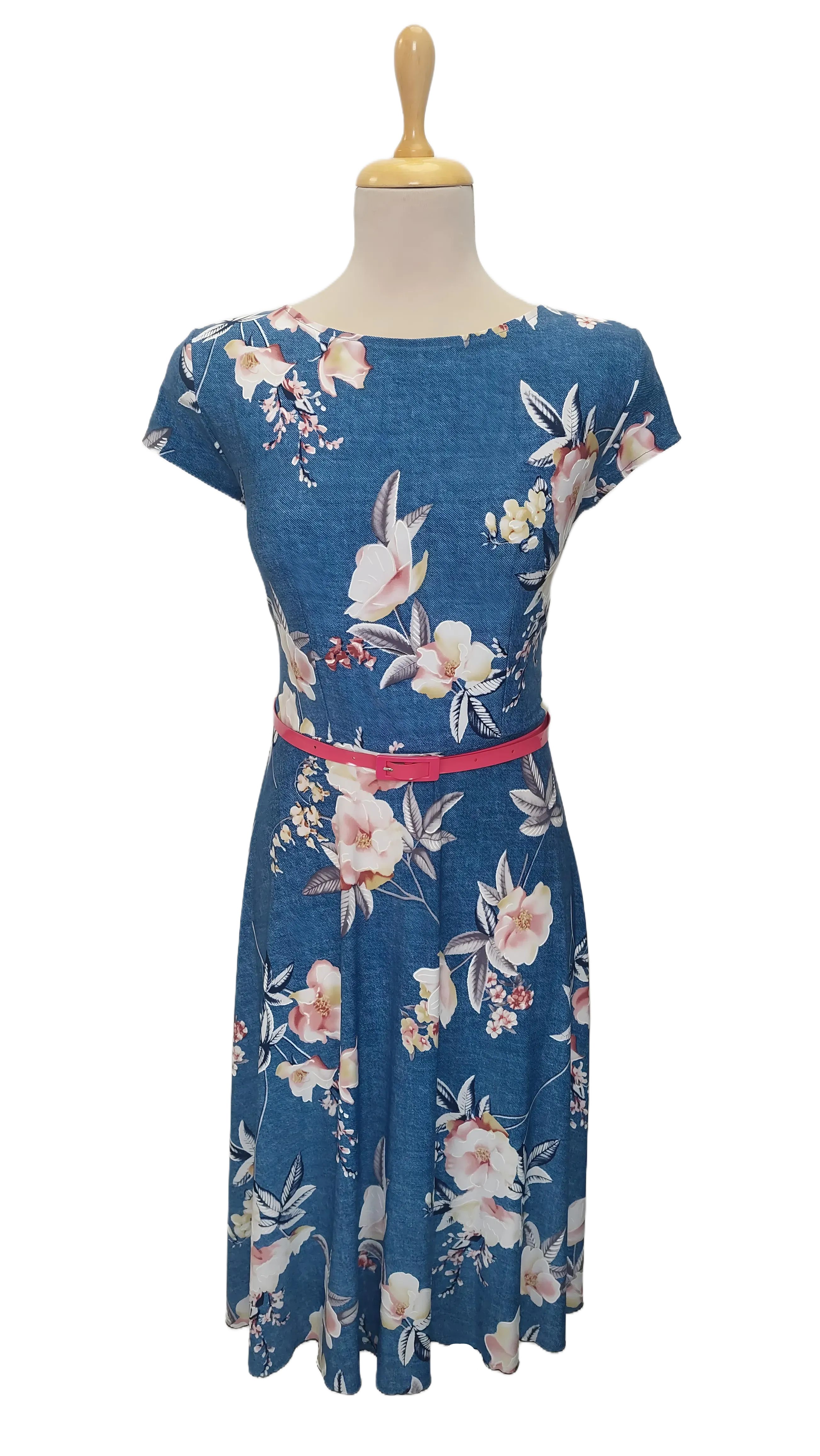 Abigél denim blue-pink floral dress product image