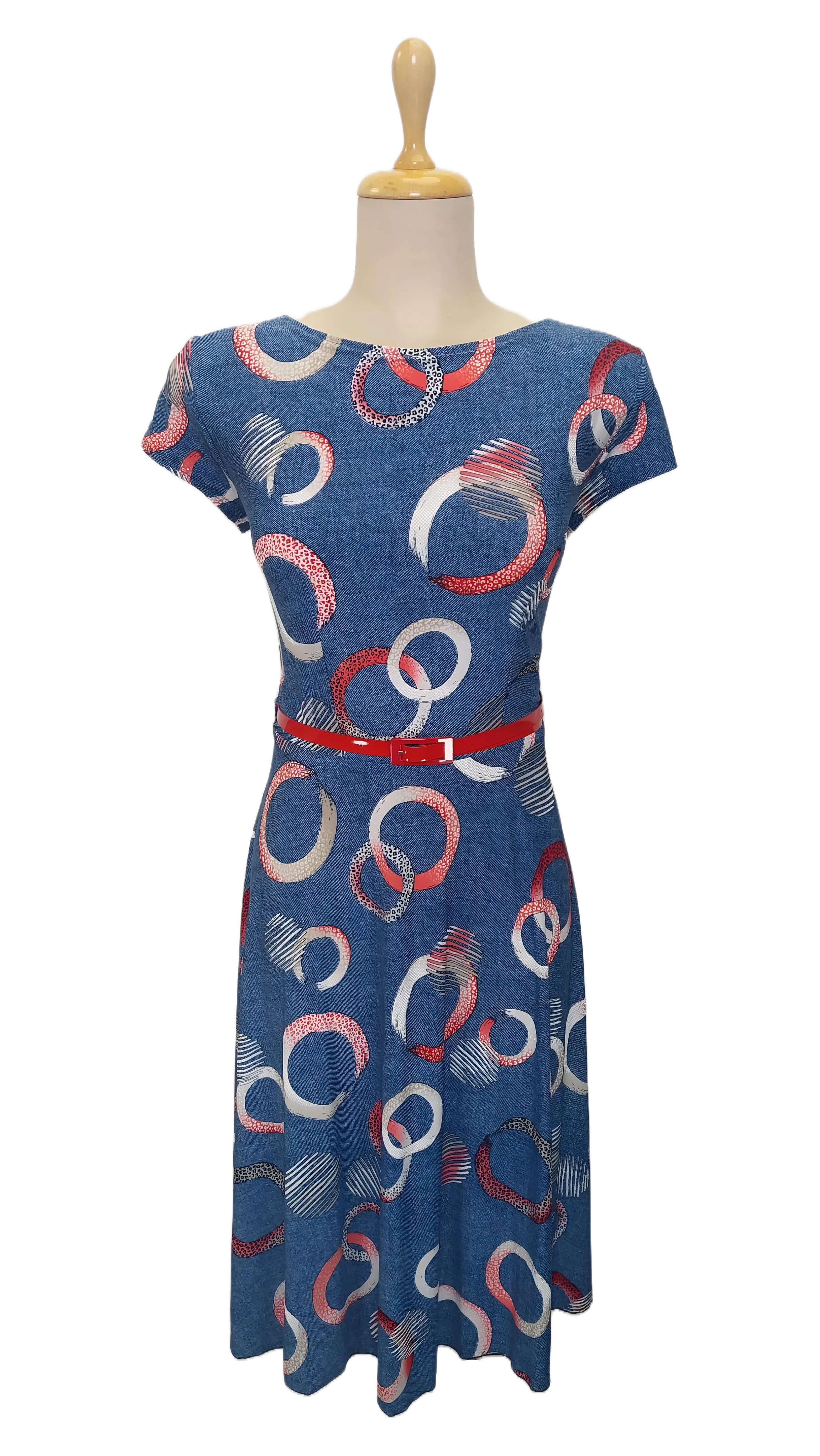 Abigél denim blue-red hoop dress product image