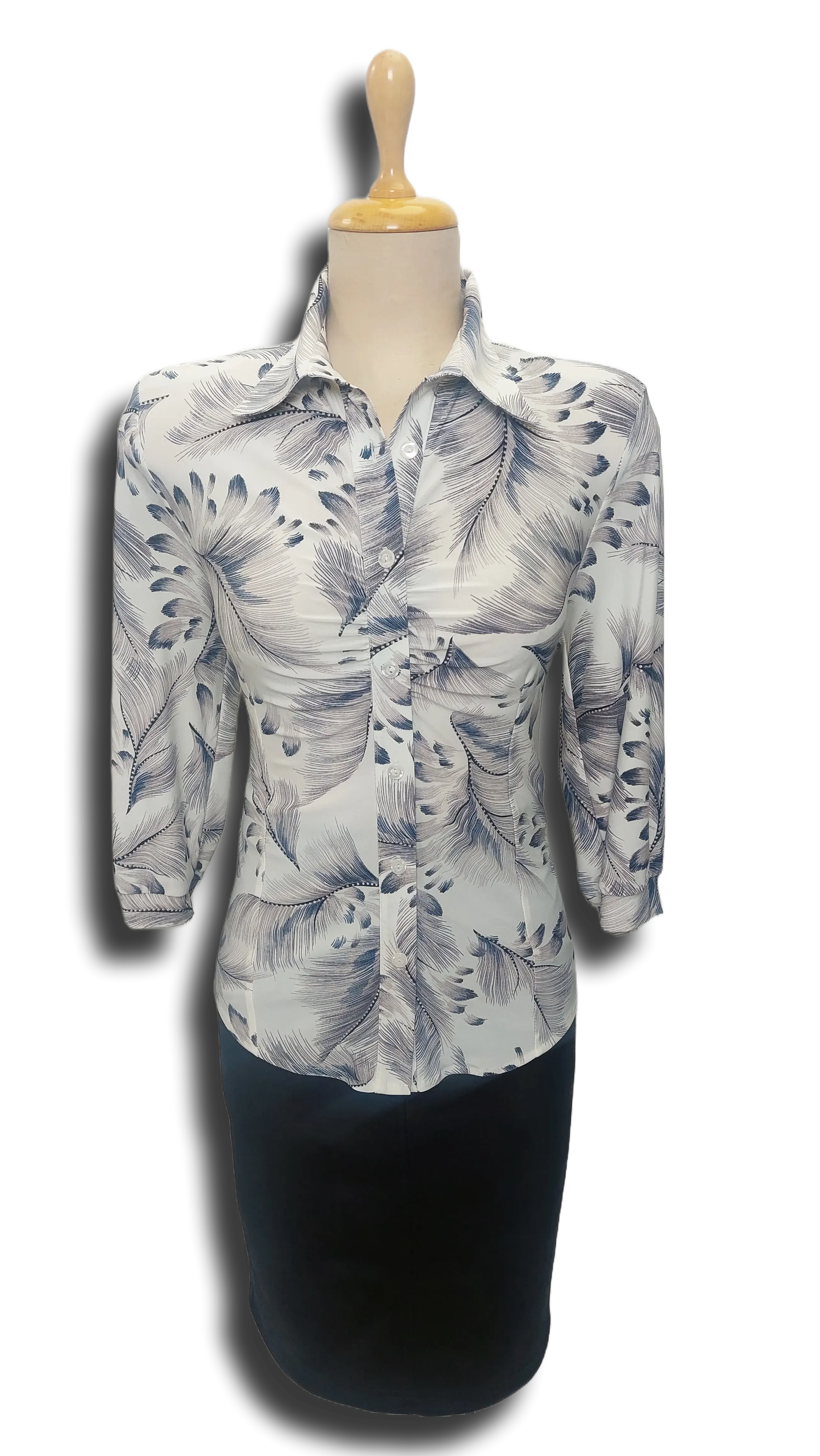 Edyta gray feather pattern shirt blouse product image