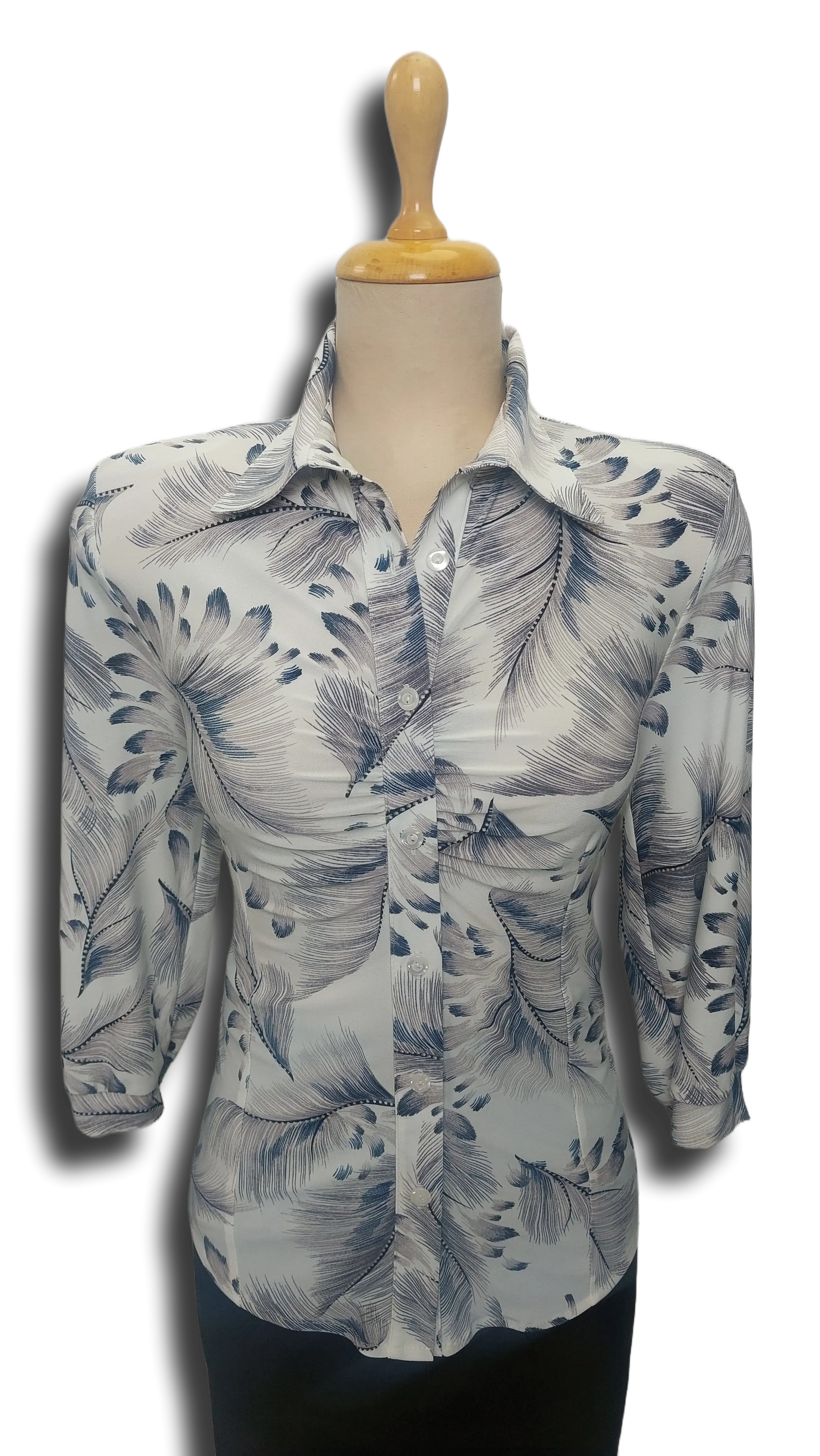 Edyta gray feather pattern shirt blouse product image