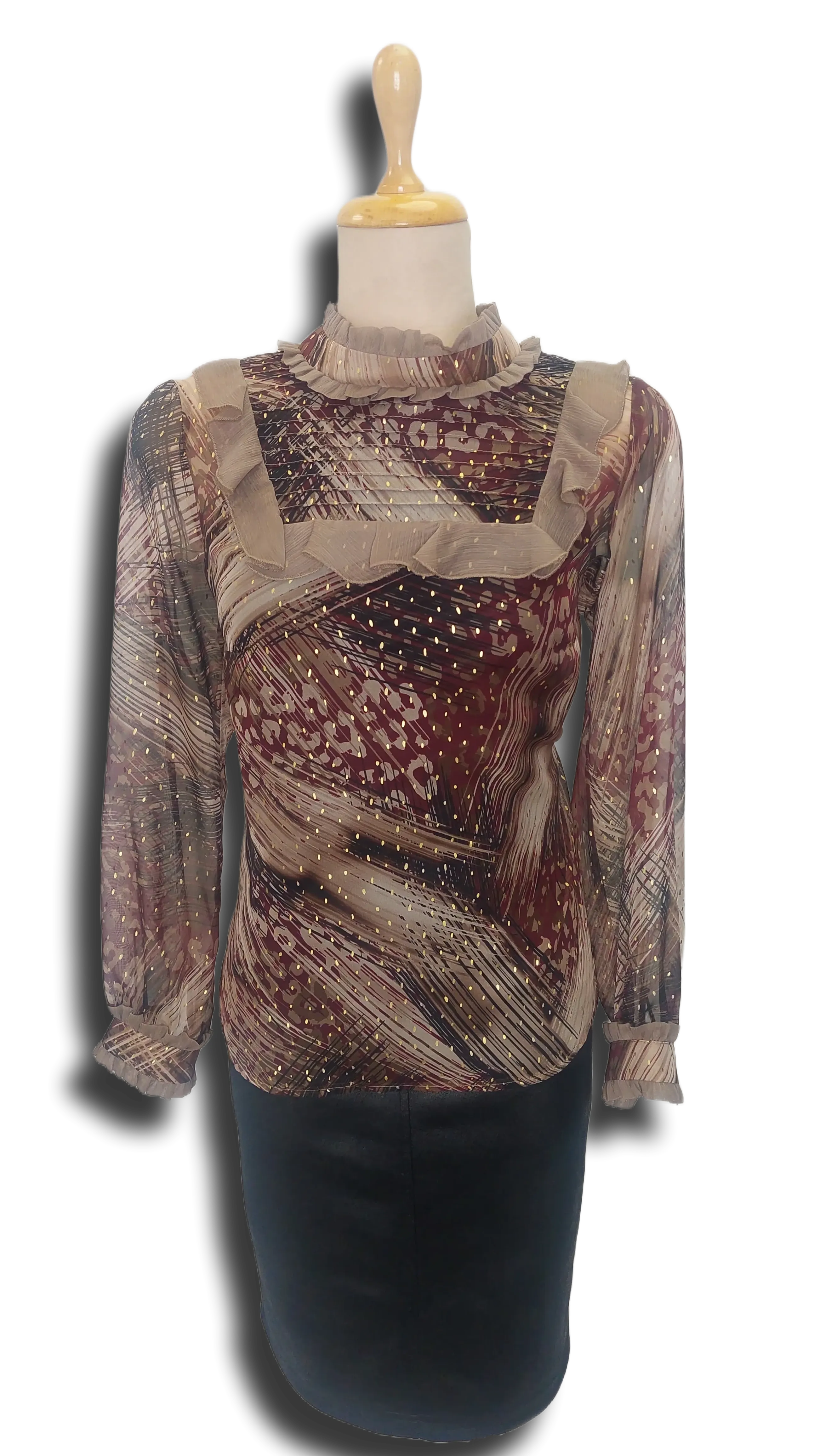 Margin 2-part burgundy pattern blouse product image