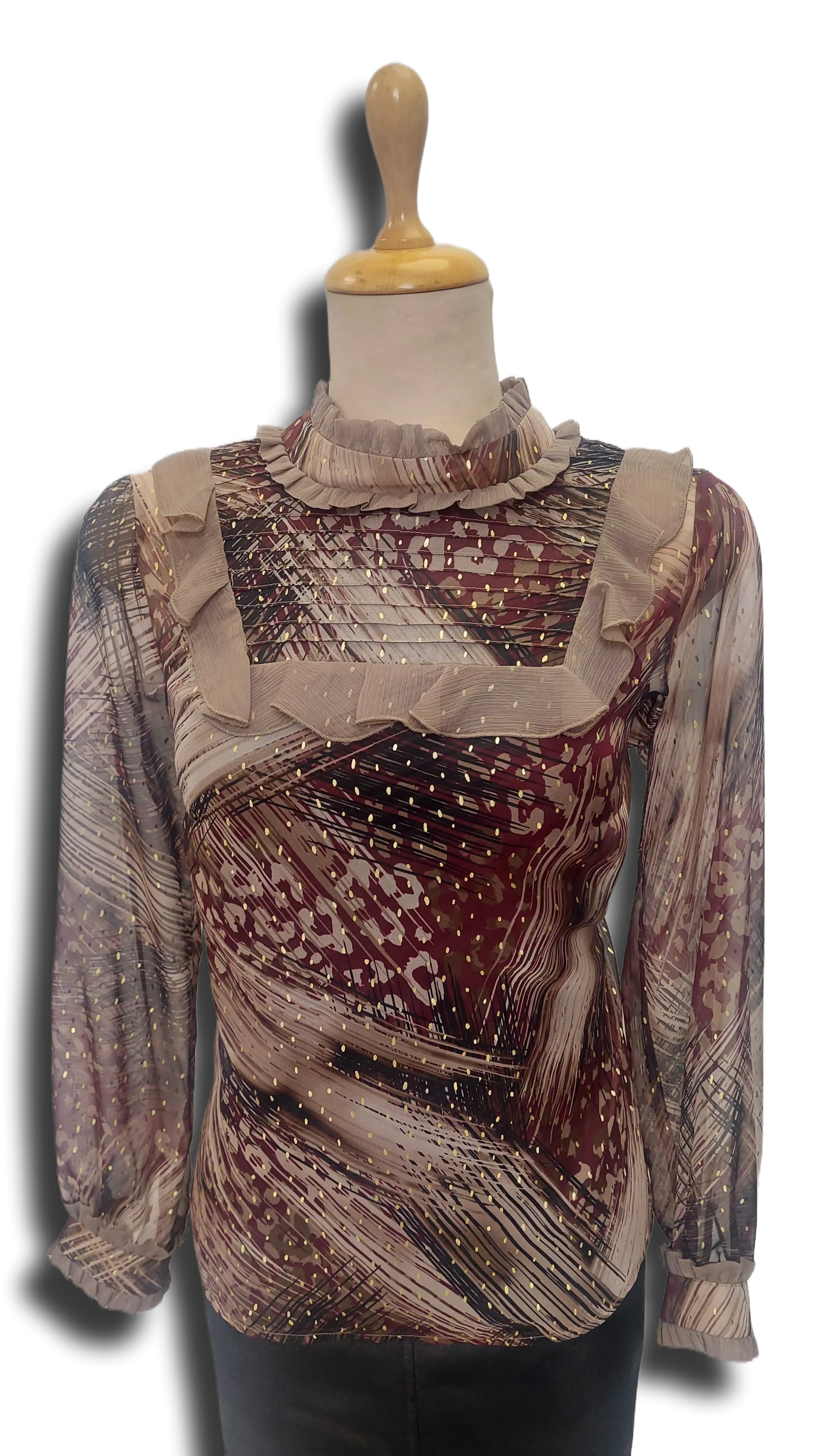 Margin 2-part burgundy pattern blouse product image
