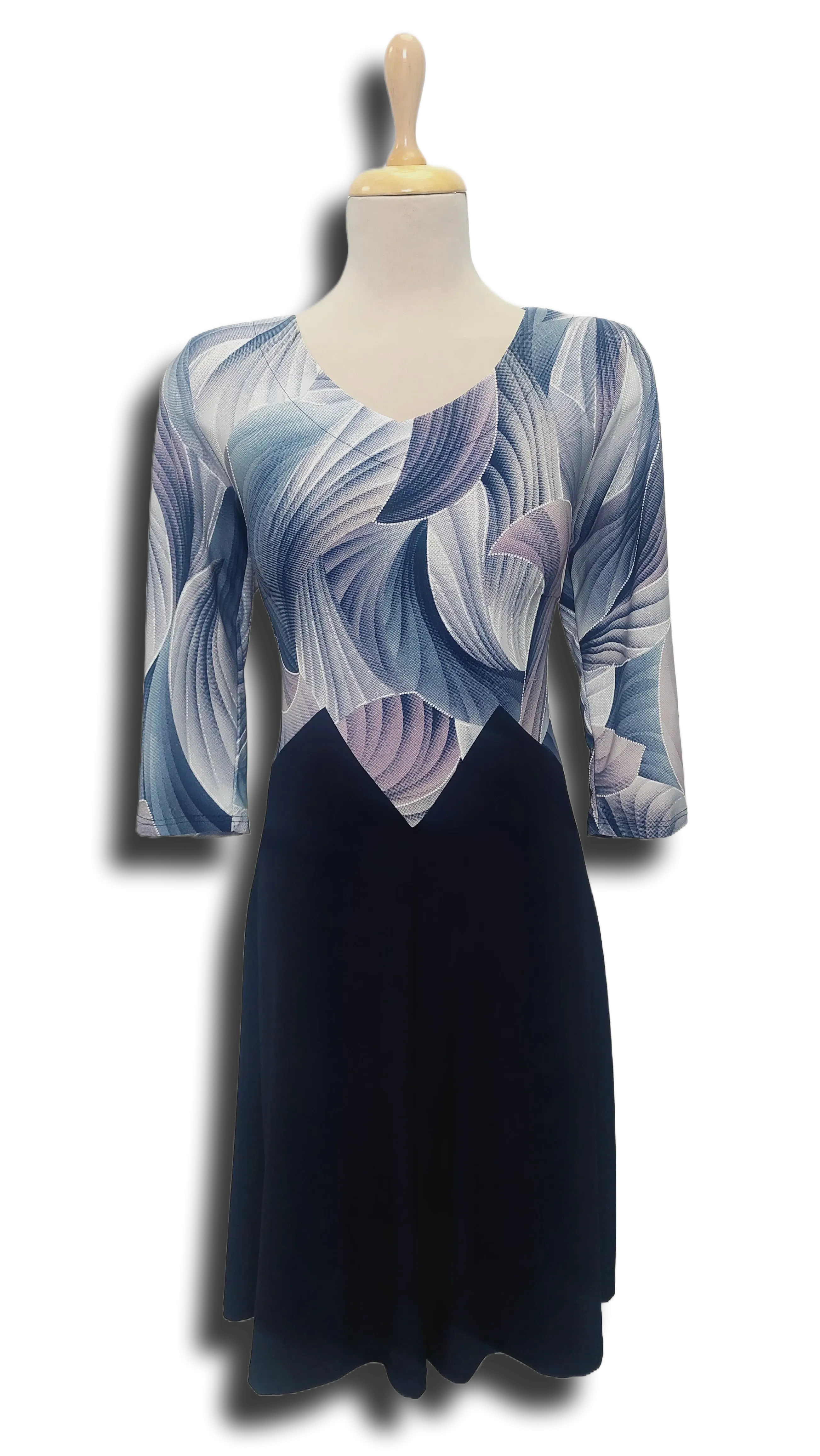 Tara expanding purple wave pattern dress product image