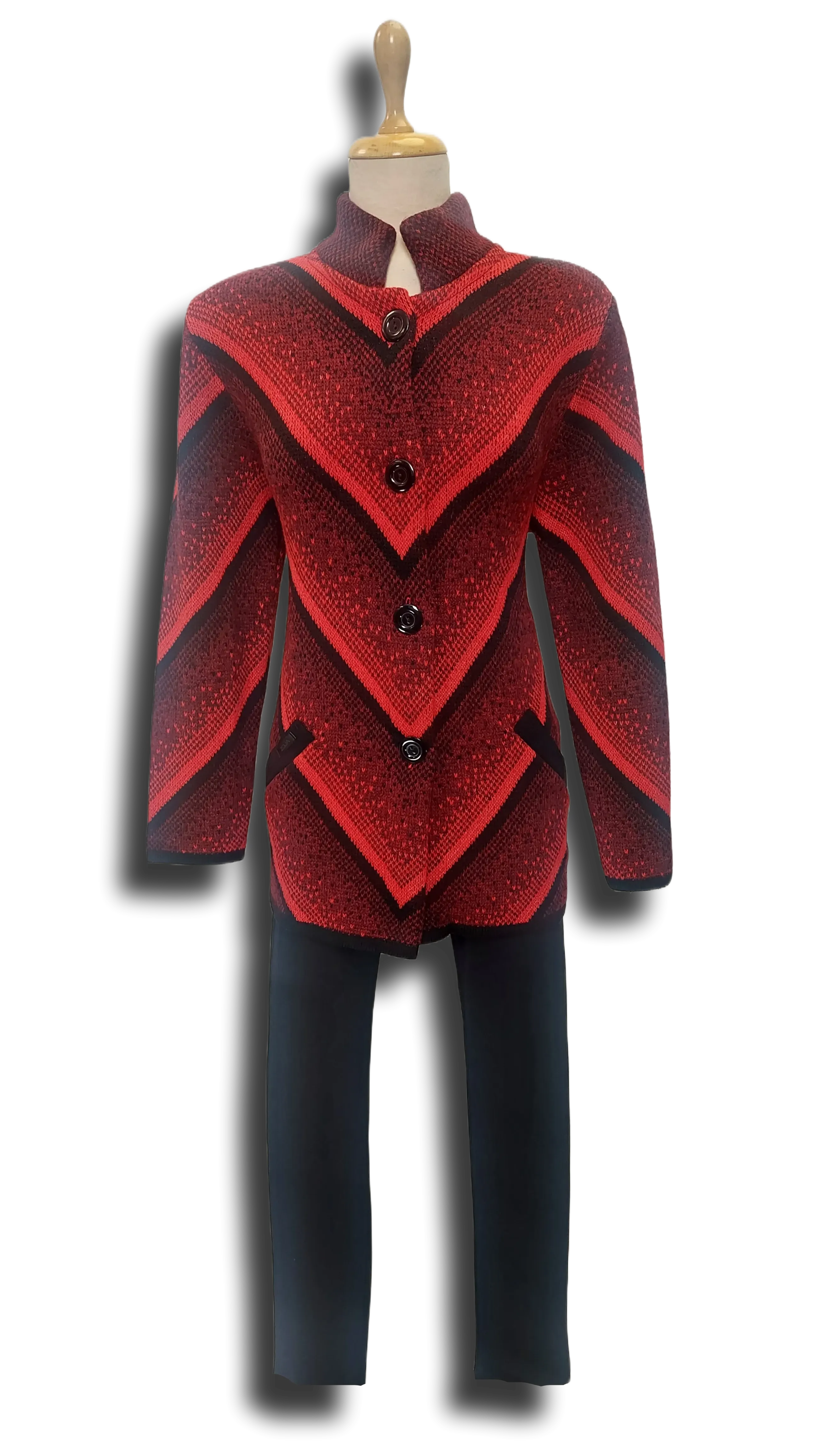 Zora diagonal pattern red Cardigan product image