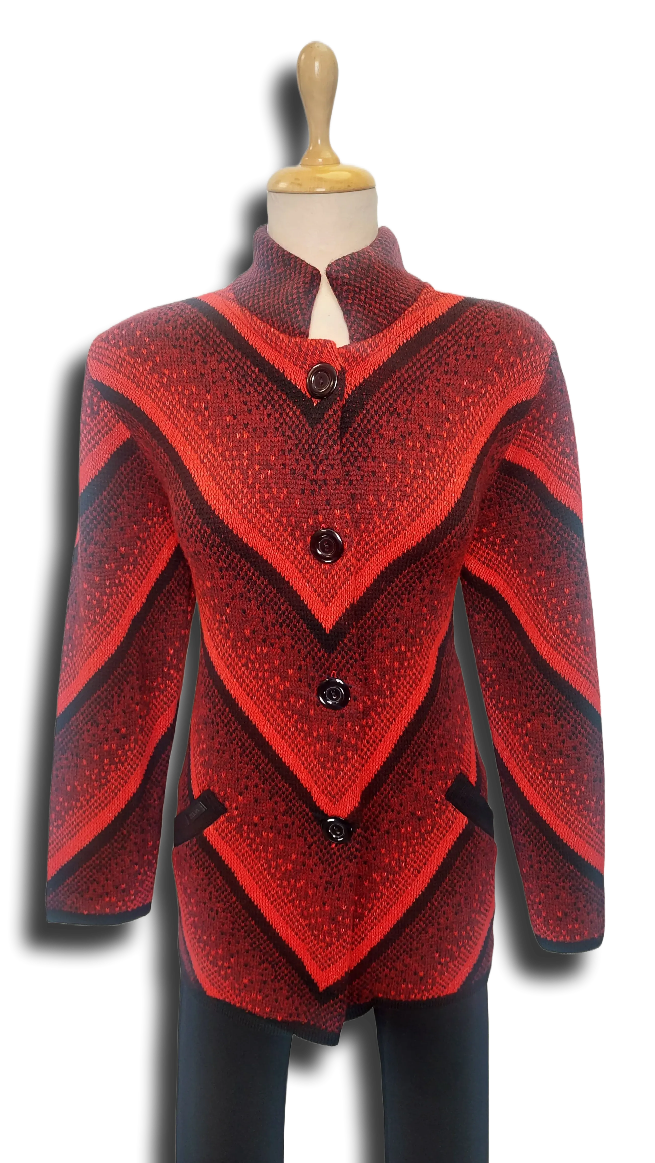 Zora diagonal pattern red Cardigan product image