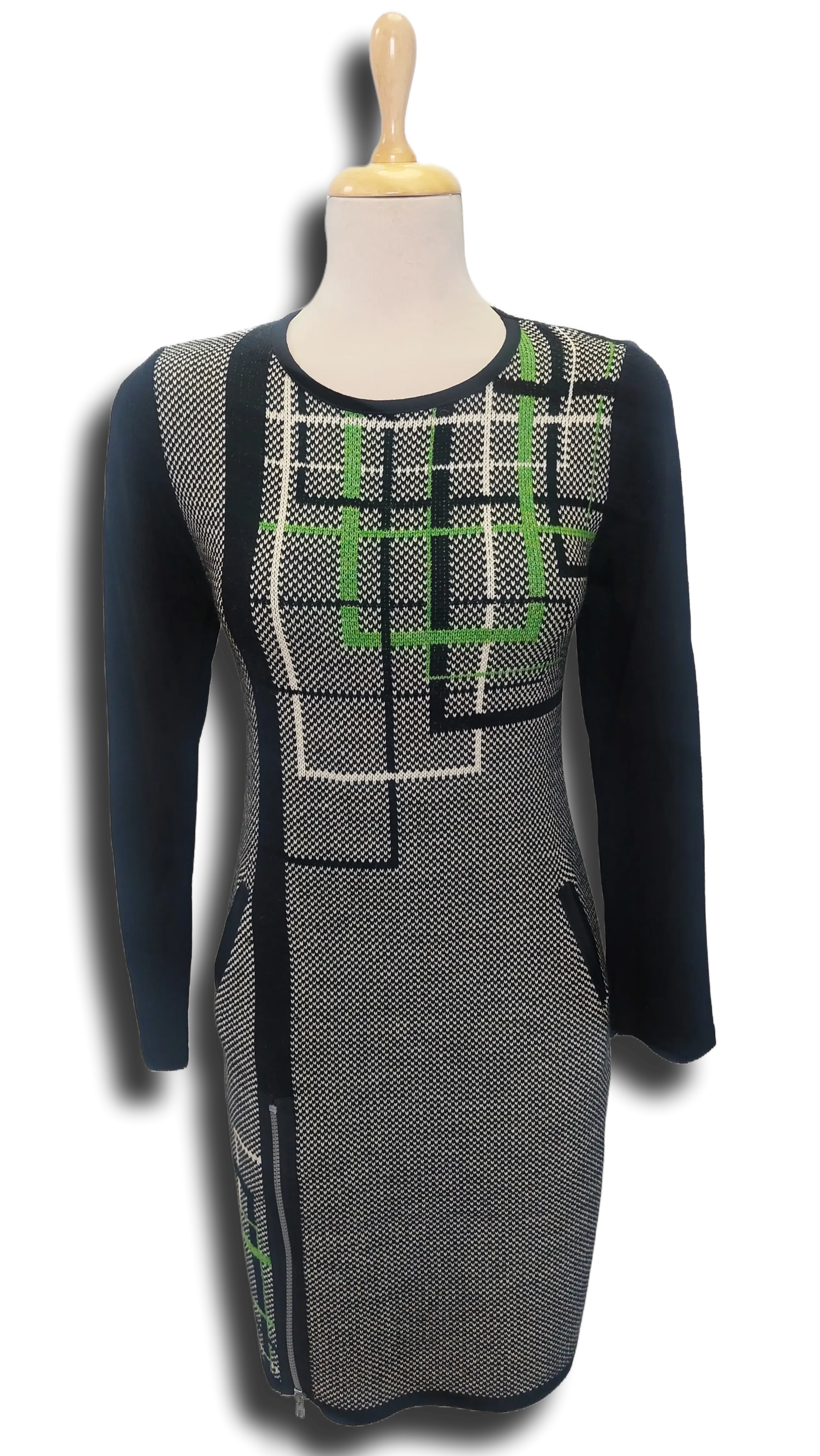 Zora green zipped, knitted dress product image