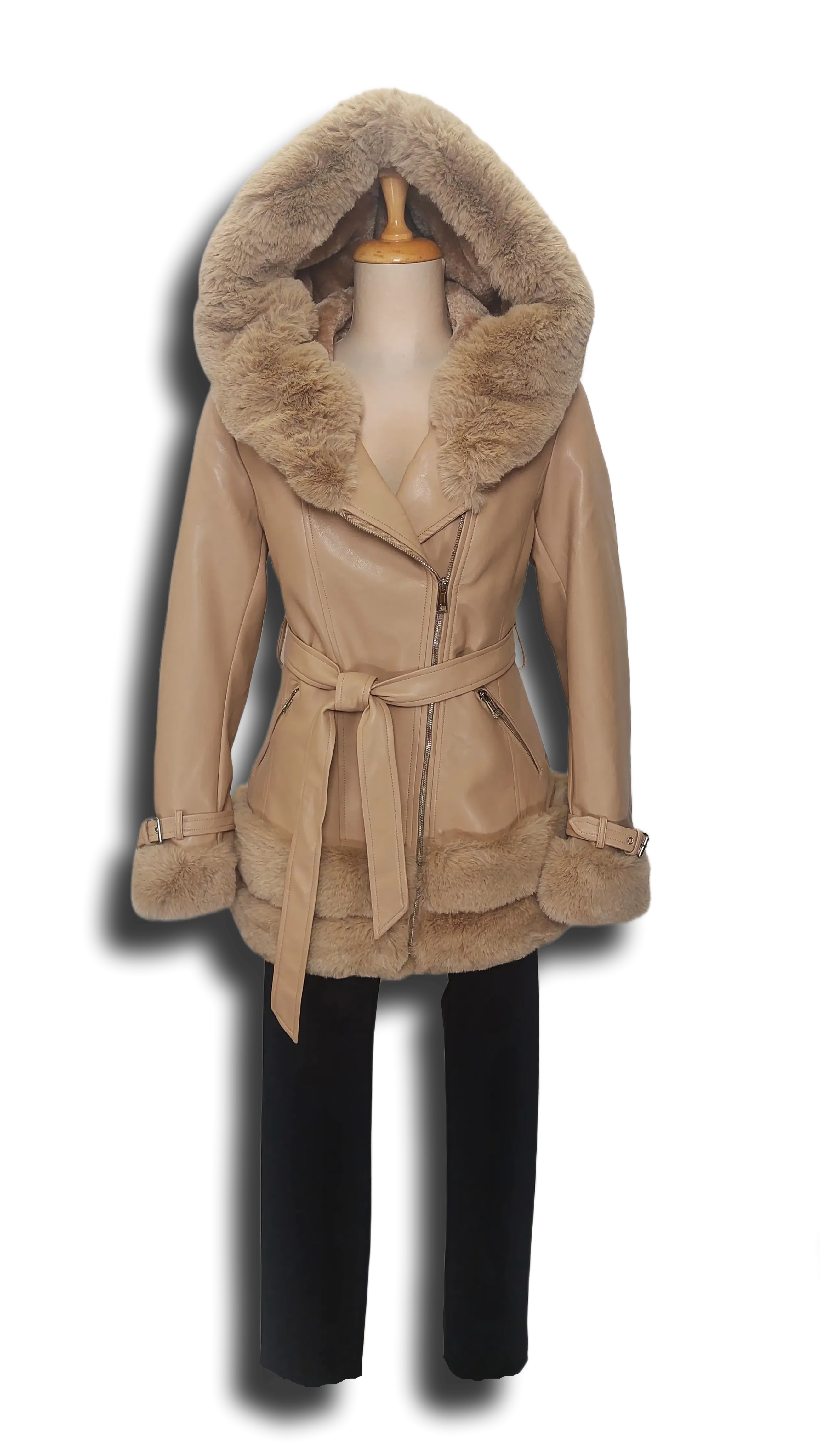 Melinda faux leather cappuccino jacket product image