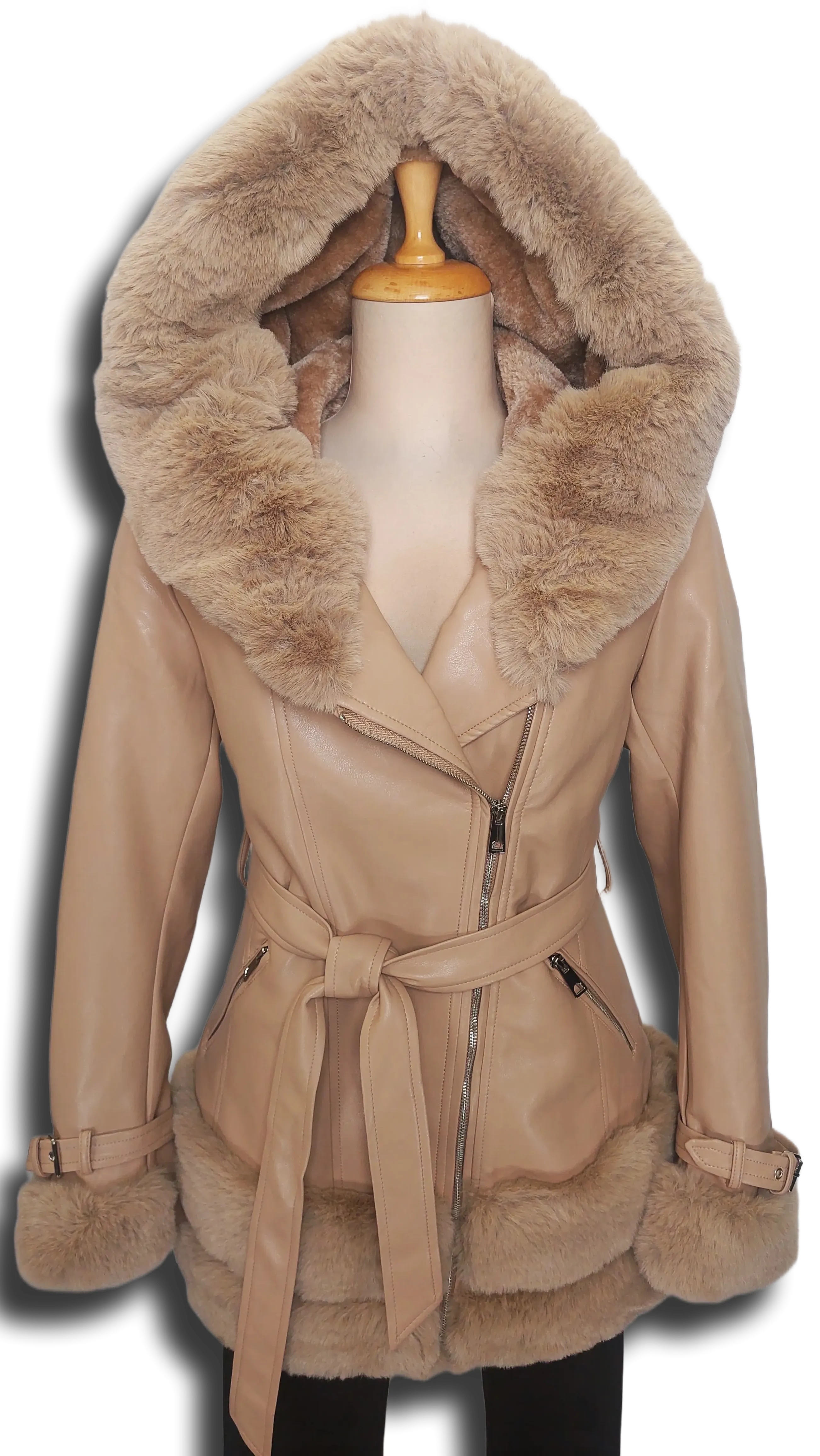 Melinda faux leather cappuccino jacket product image
