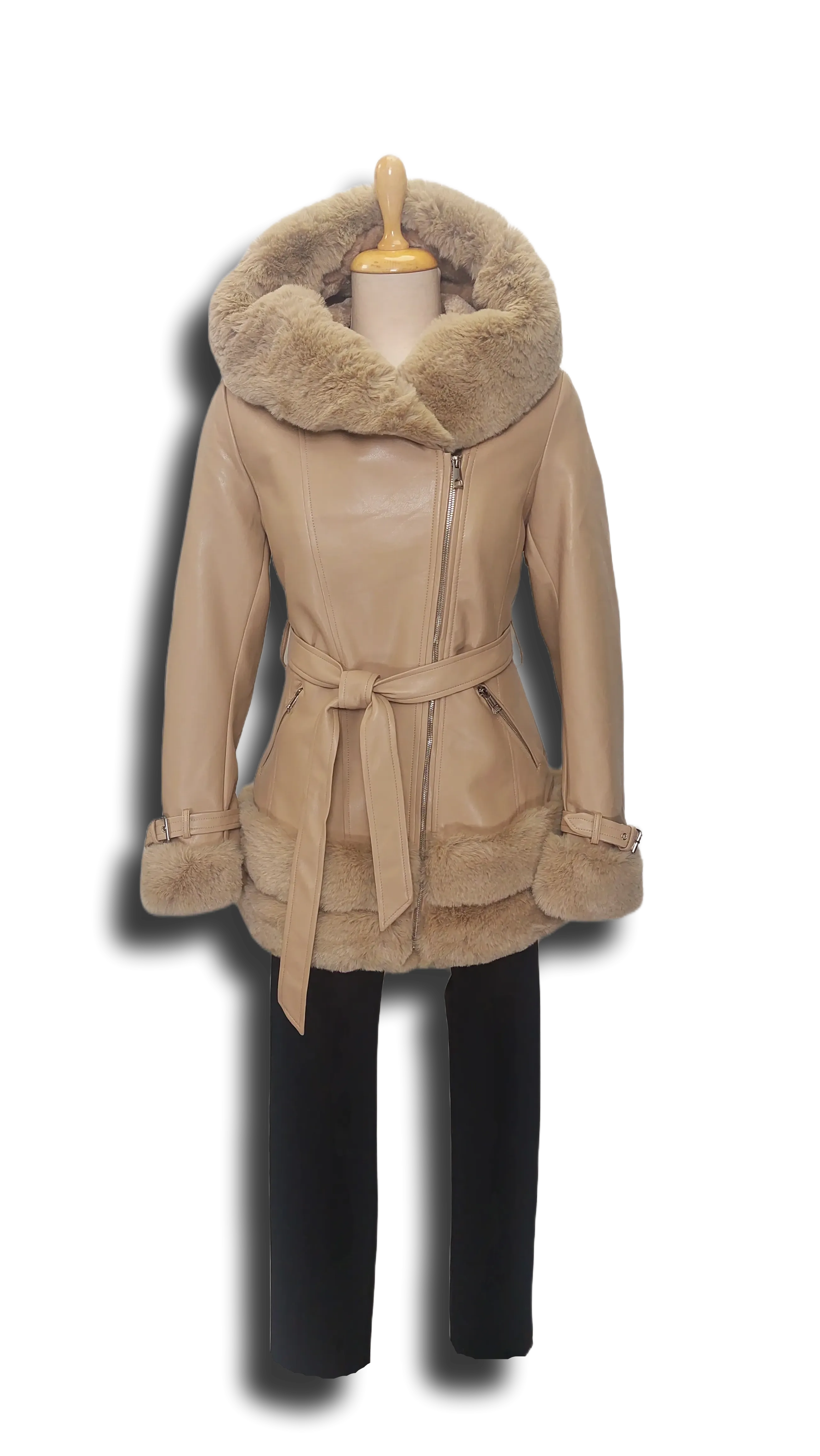 Melinda faux leather cappuccino jacket product image